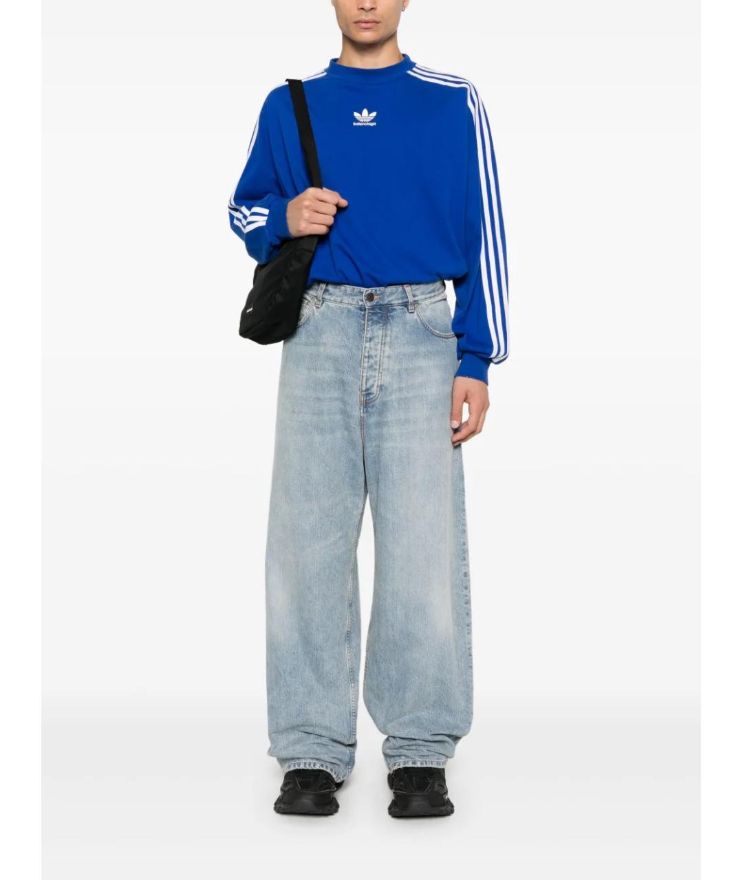 BALENCIAGA Голубые хлопковые прямые джинсы, фото 2