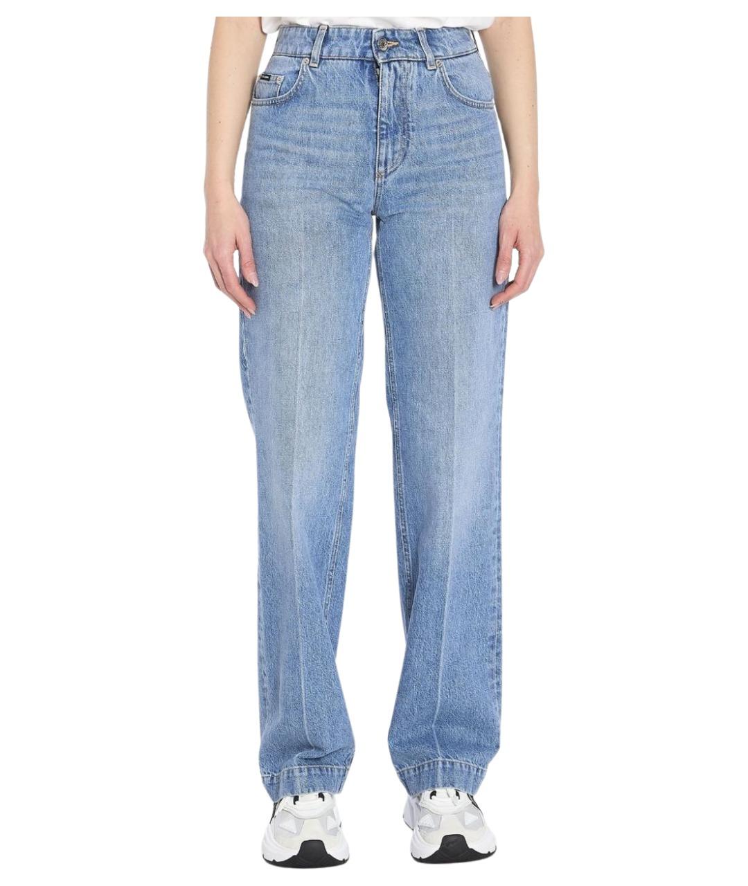 DOLCE&GABBANA Голубые хлопковые прямые джинсы, фото 1