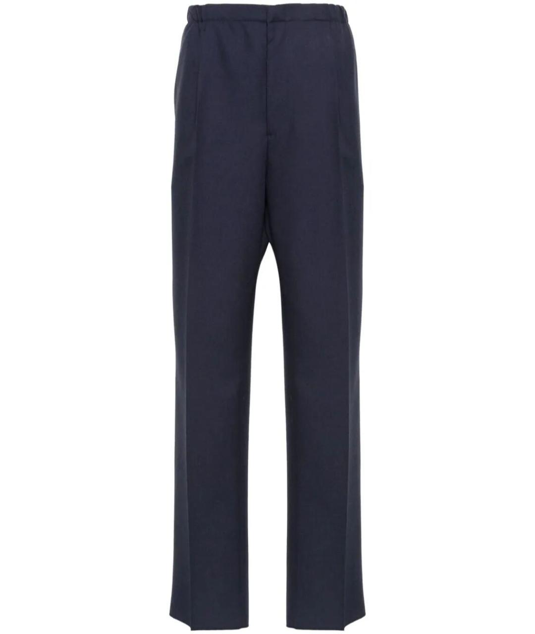 FENDI Синие шерстяные повседневные брюки, фото 1