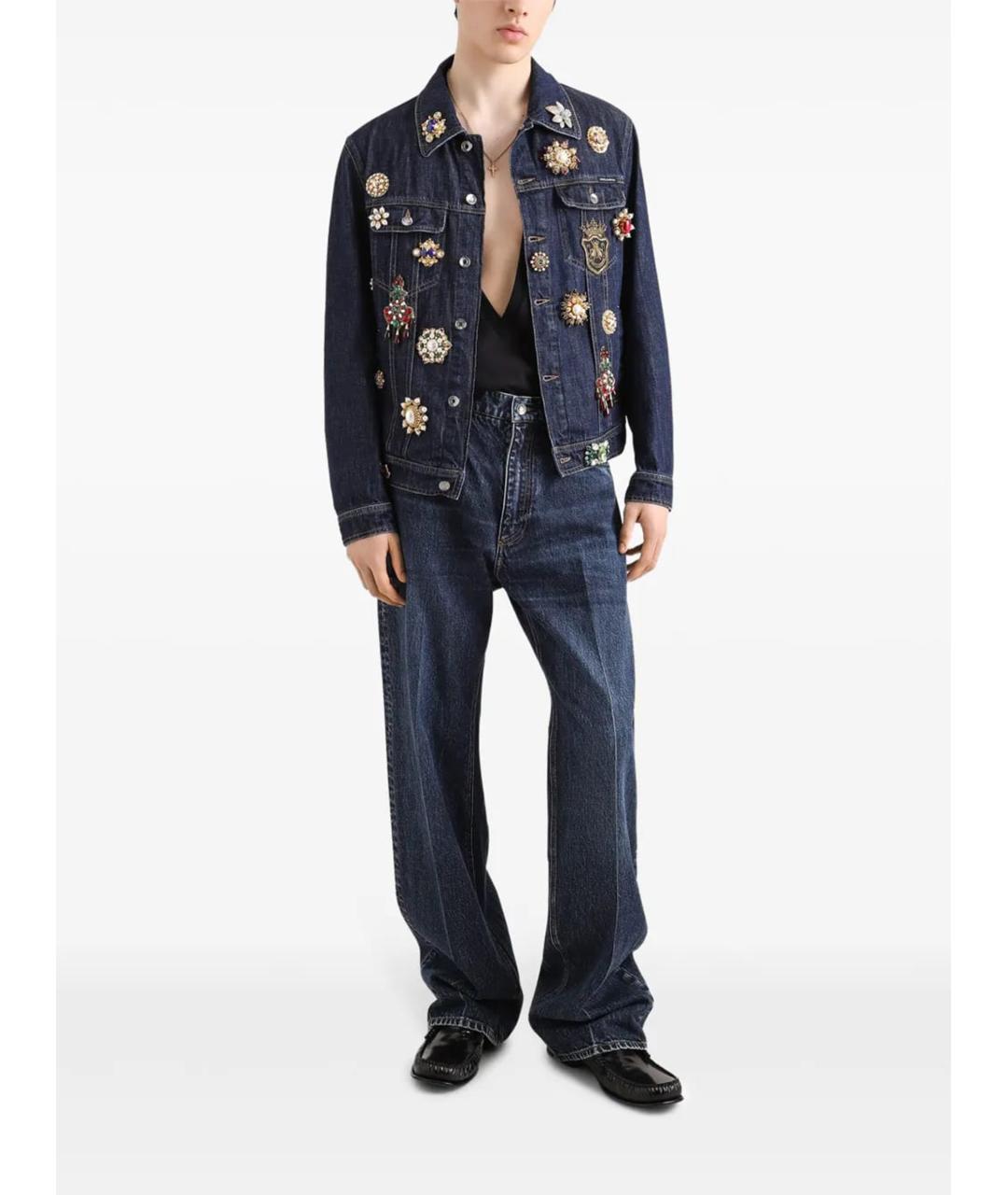 DOLCE&GABBANA Синие хлопковые прямые джинсы, фото 2