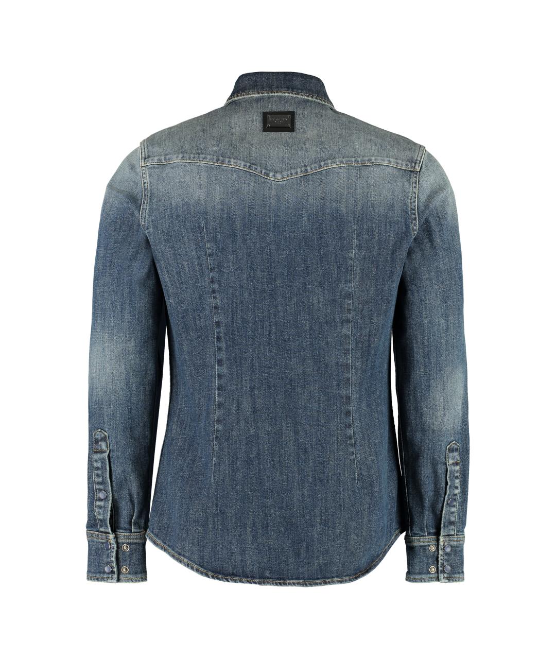 DOLCE&GABBANA Синяя хлопковая кэжуал рубашка, фото 2