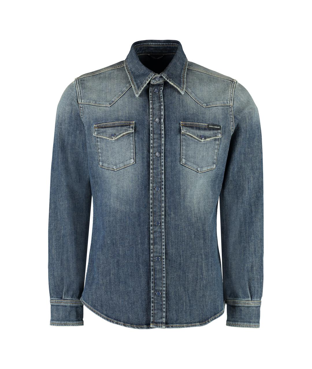 DOLCE&GABBANA Синяя хлопковая кэжуал рубашка, фото 1