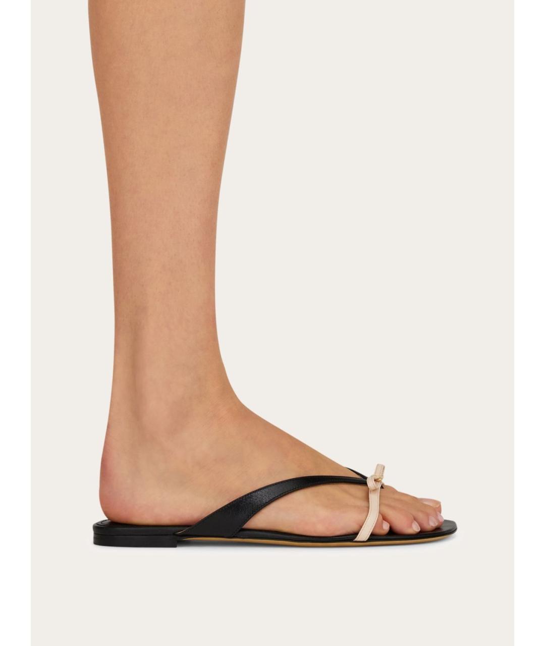 FERRAGAMO Черные кожаные шлепанцы, фото 3