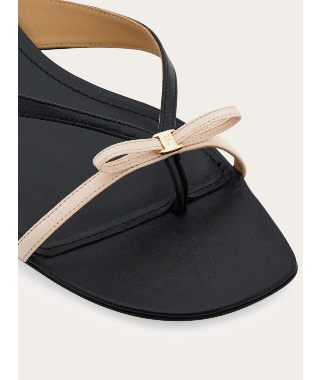FERRAGAMO Черные кожаные шлепанцы, фото 5