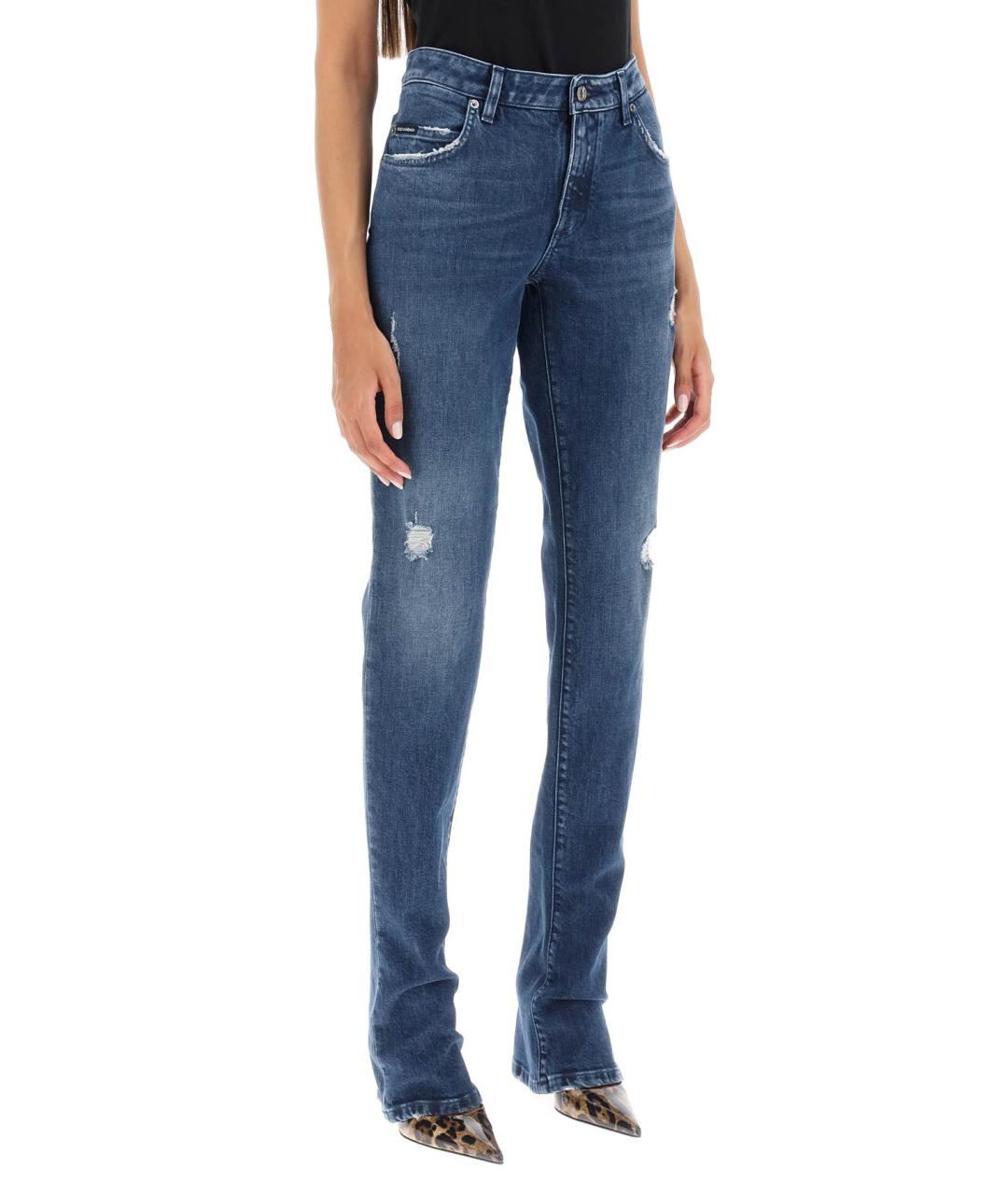 DOLCE&GABBANA Синие хлопковые джинсы слим, фото 2