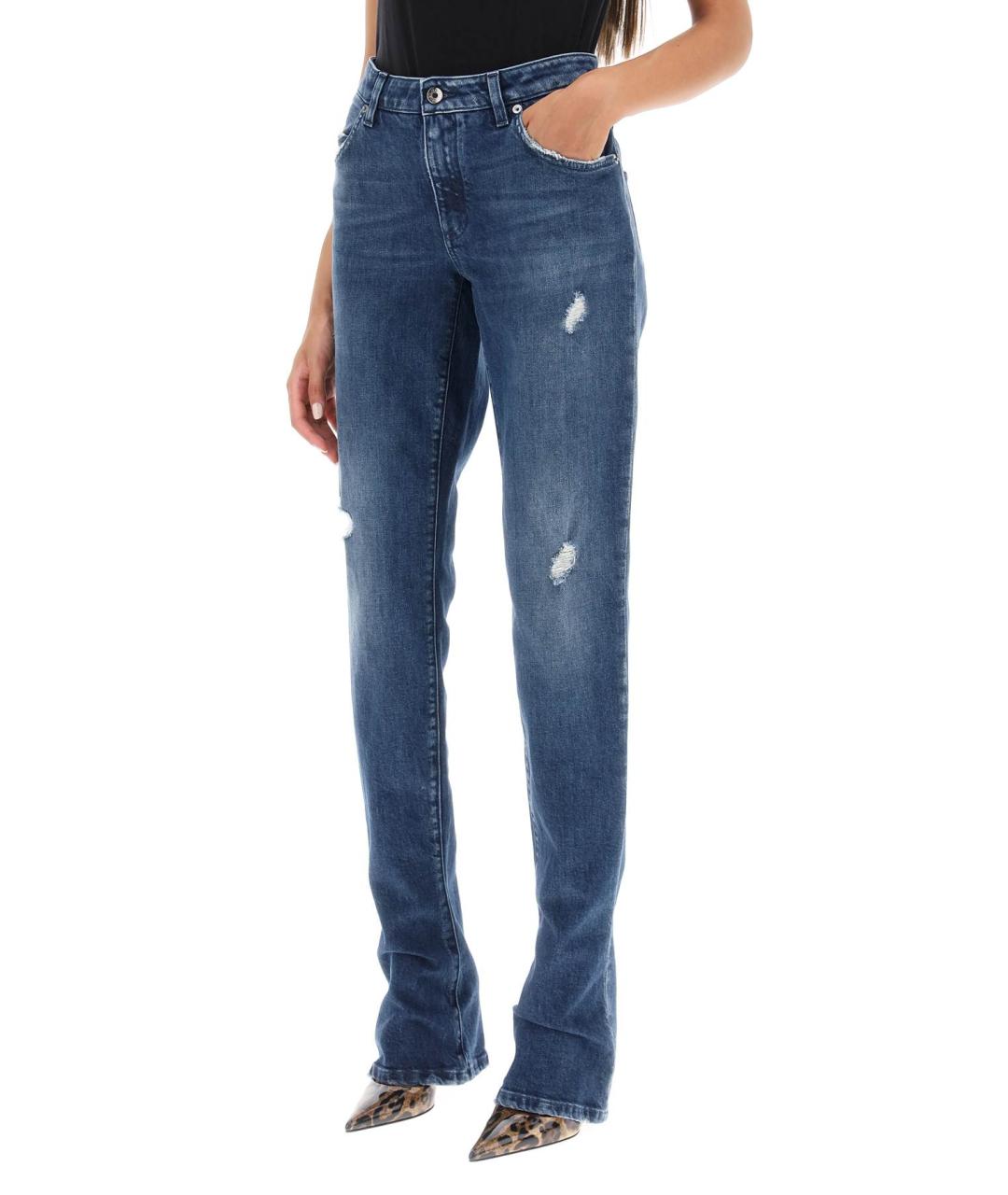 DOLCE&GABBANA Синие хлопковые джинсы слим, фото 4