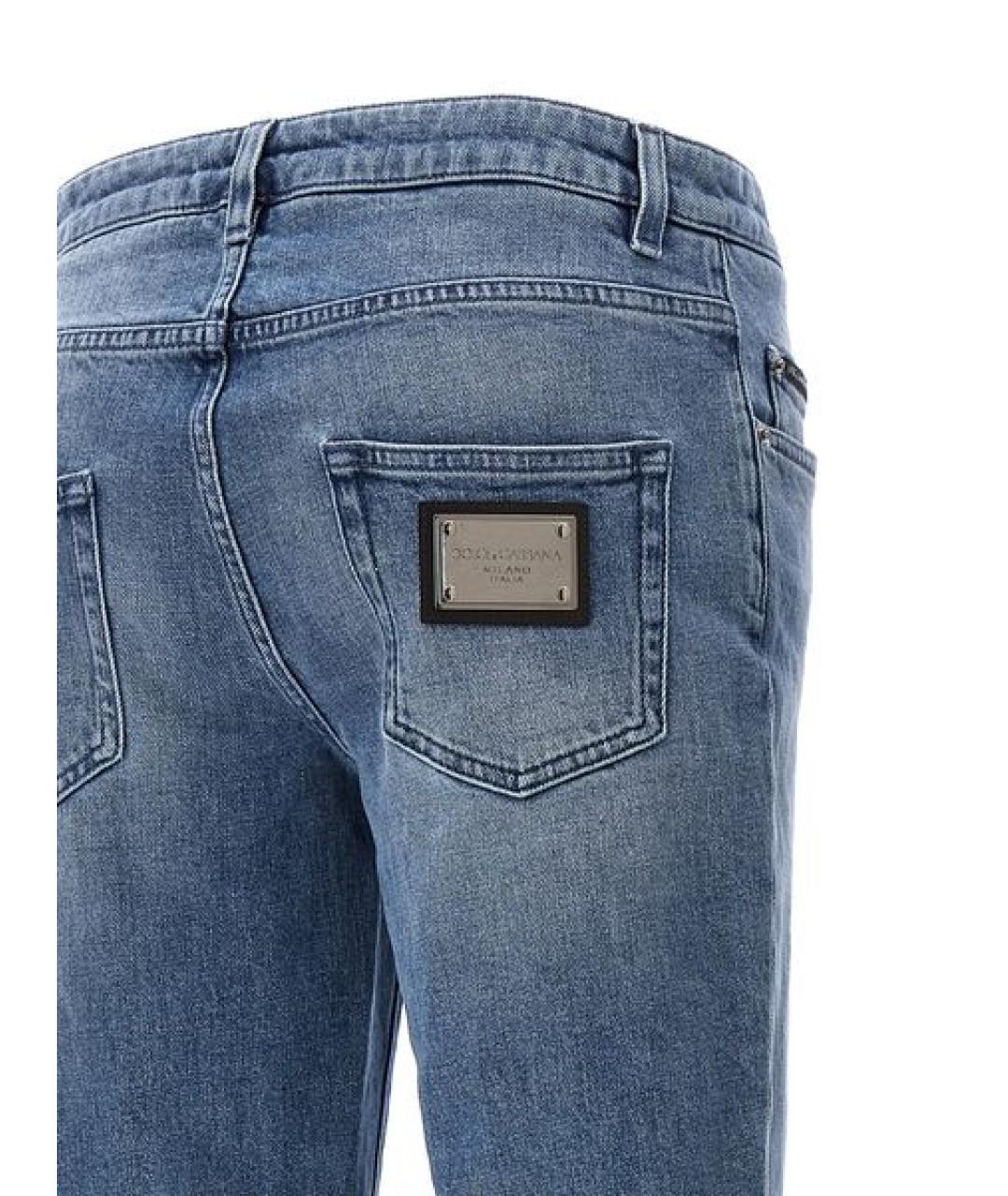 DOLCE&GABBANA Синие хлопковые прямые джинсы, фото 4