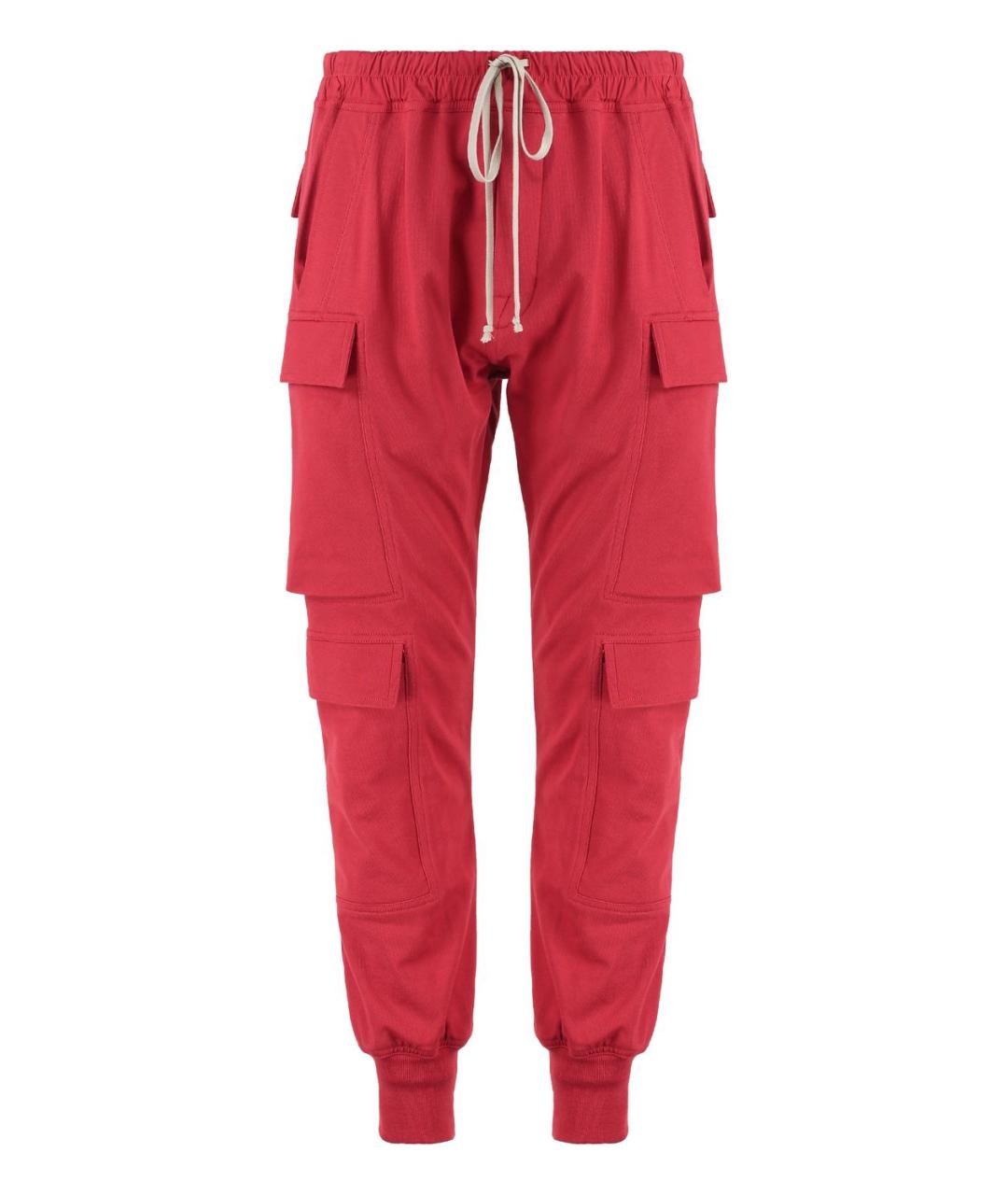 RICK OWENS Красные хлопковые повседневные брюки, фото 1