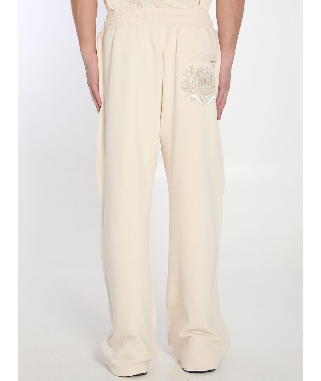 DOLCE&GABBANA Бежевые хлопковые повседневные брюки, фото 4