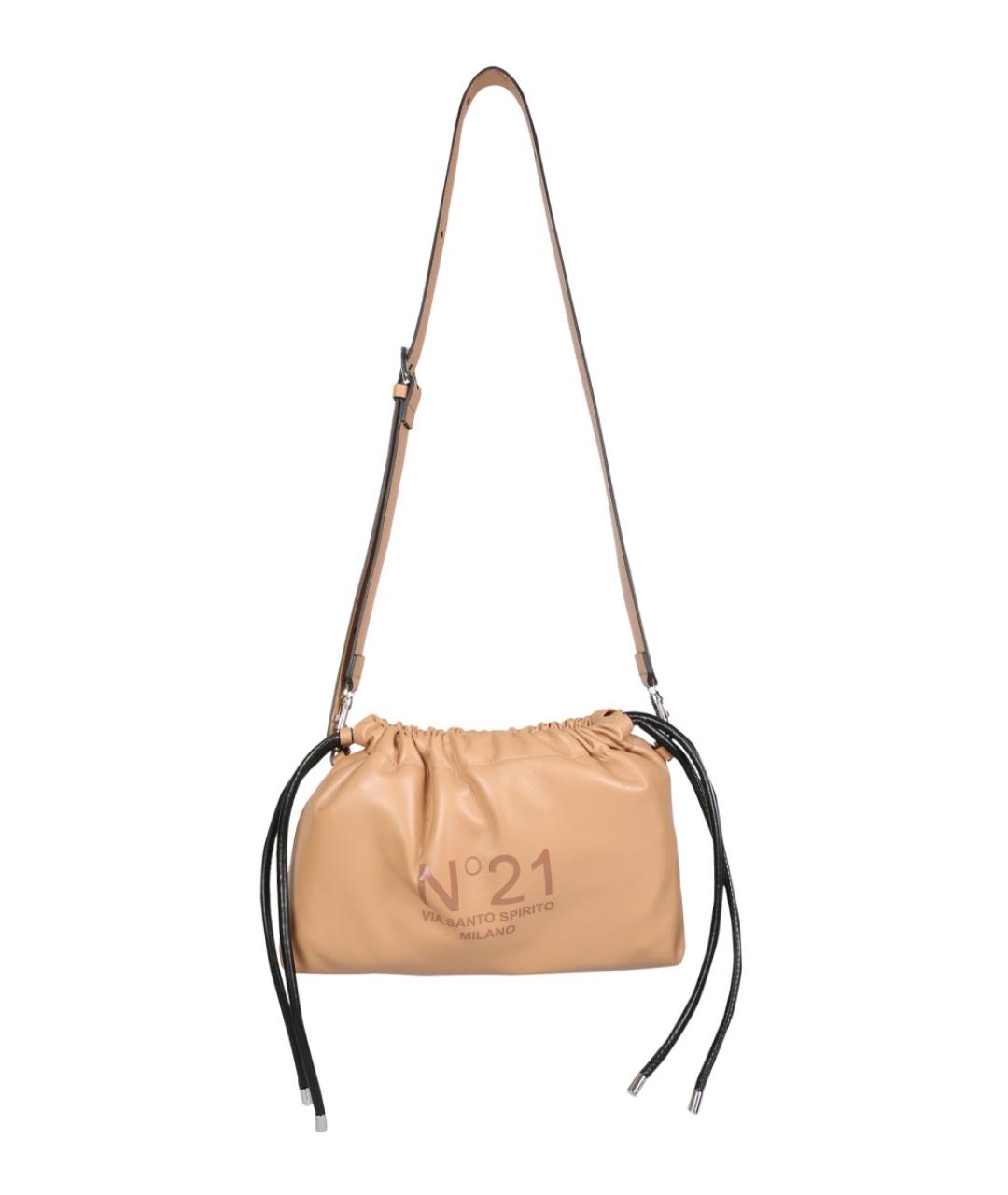 NO. 21 Бежевая кожаная сумка через плечо, фото 1