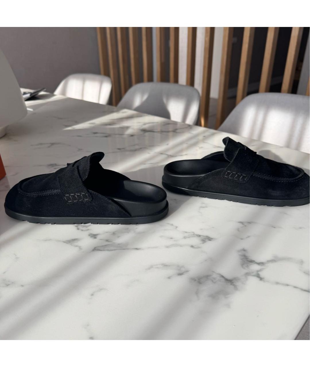 HERMES Черные замшевые мюли, фото 4