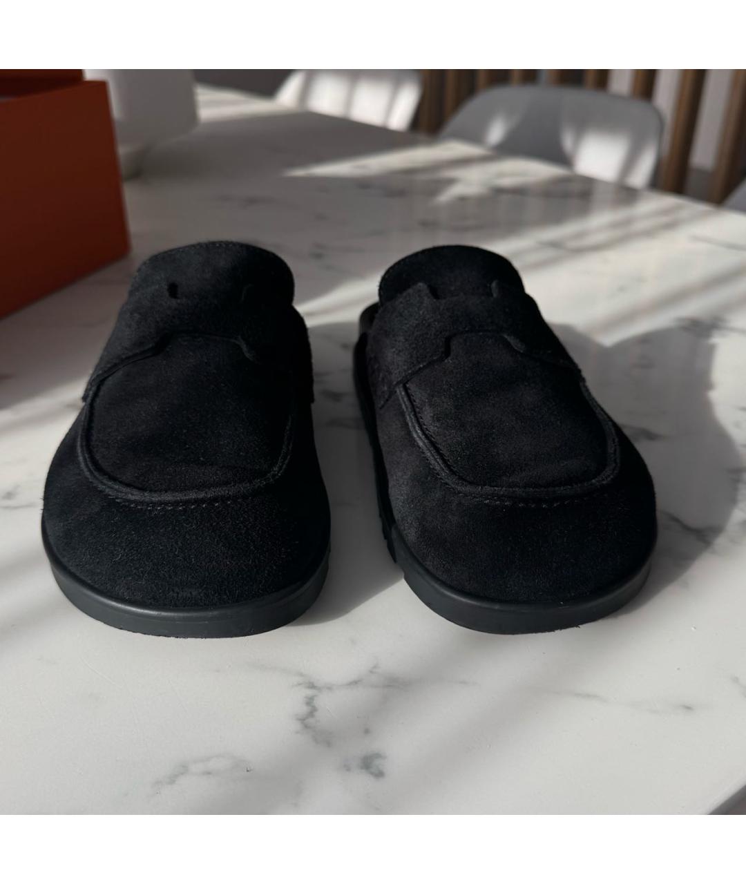 HERMES Черные замшевые мюли, фото 8