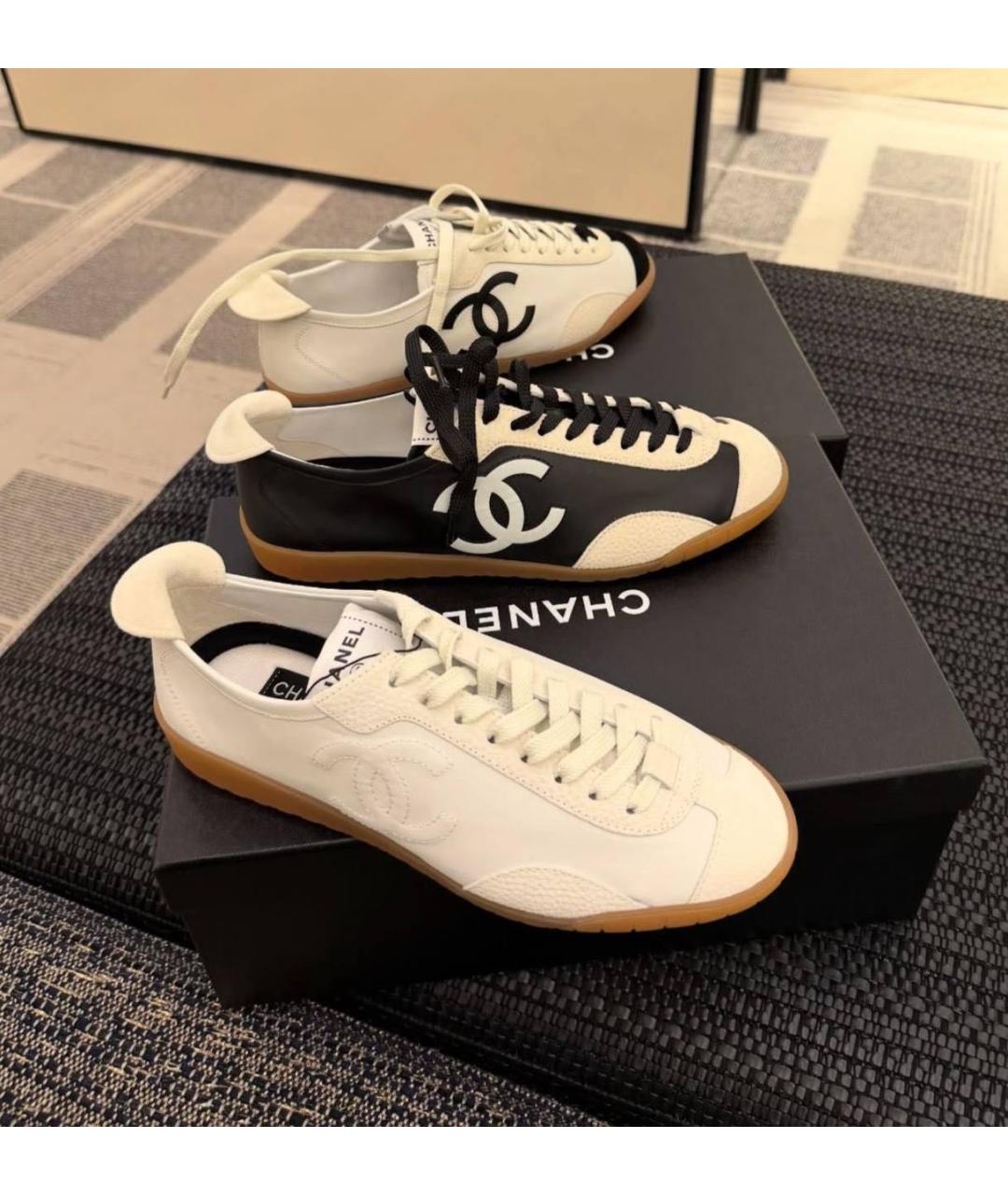 CHANEL Белые кожаные кеды, фото 2