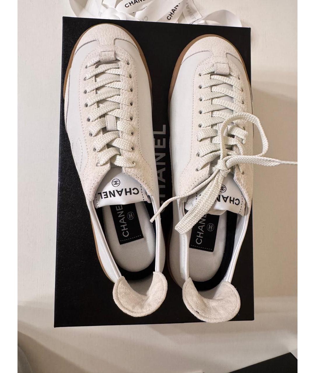 CHANEL Белые кожаные кеды, фото 4