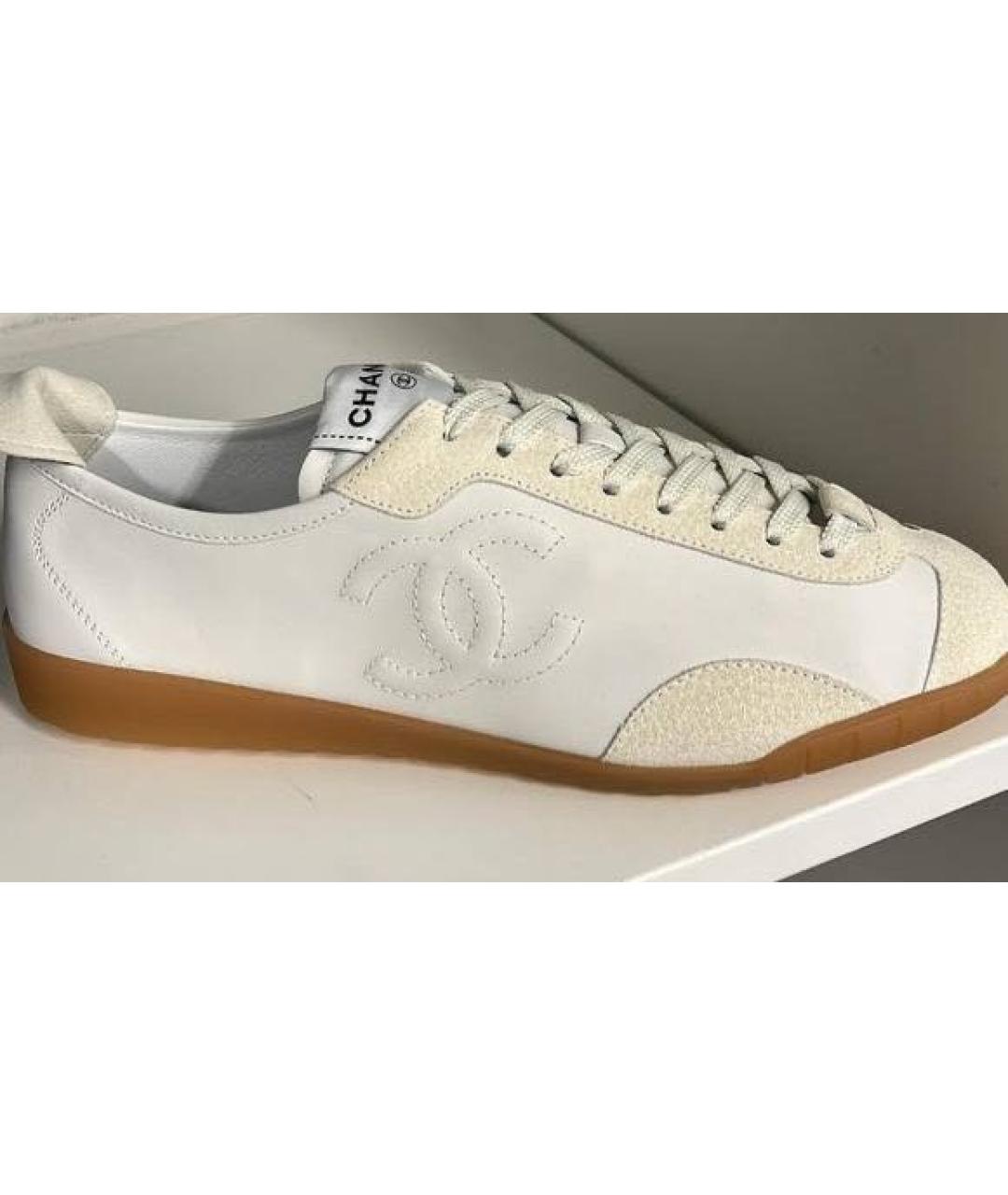 CHANEL Белые кожаные кеды, фото 6
