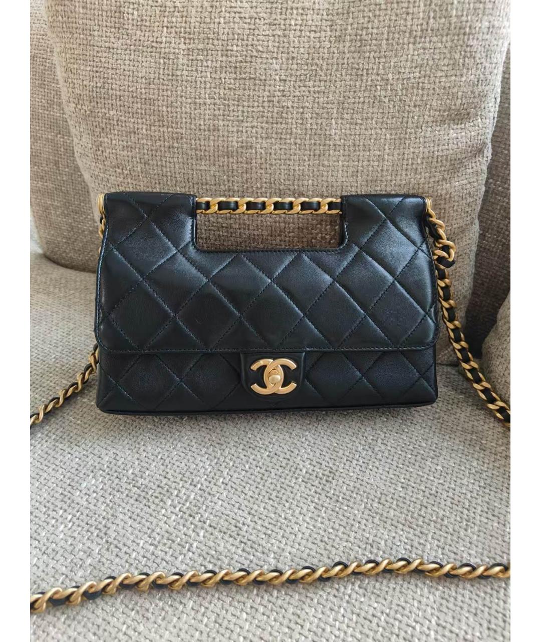 CHANEL Черная кожаная сумка через плечо, фото 7