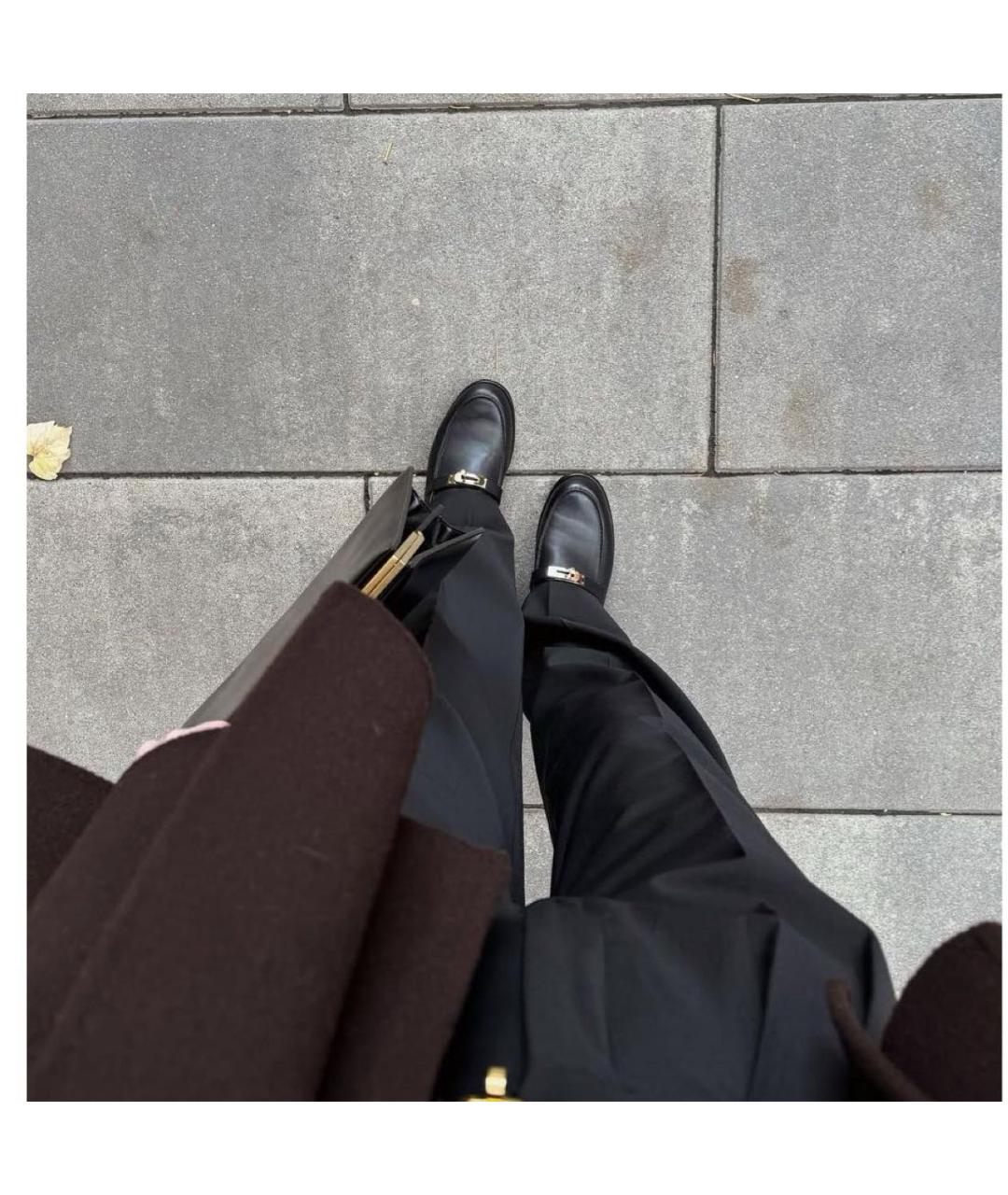 HERMES Черные кожаные лоферы, фото 5