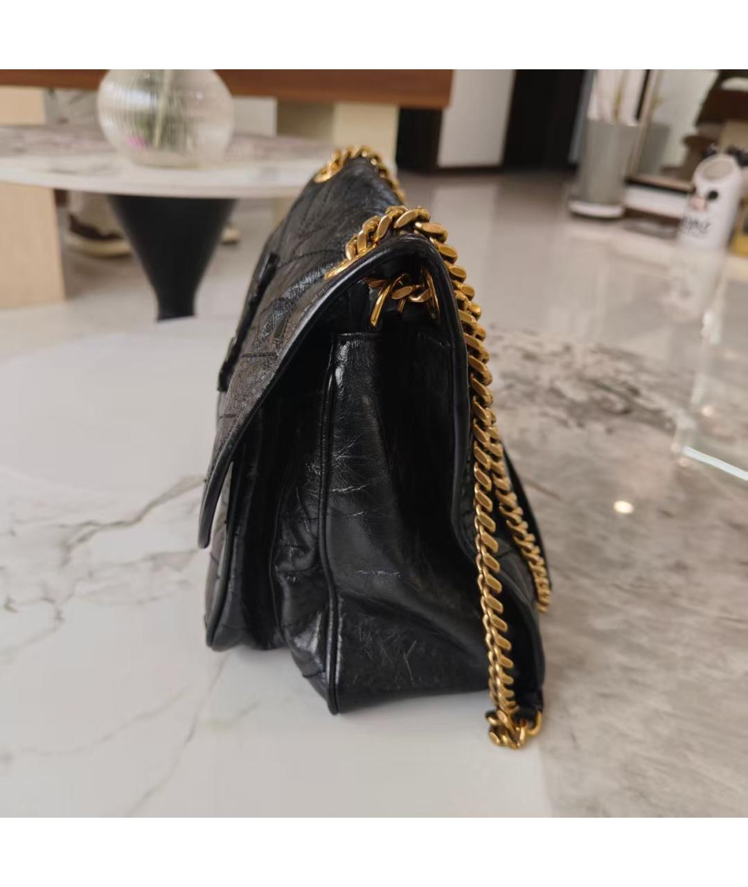 SAINT LAURENT Черная кожаная сумка через плечо, фото 4