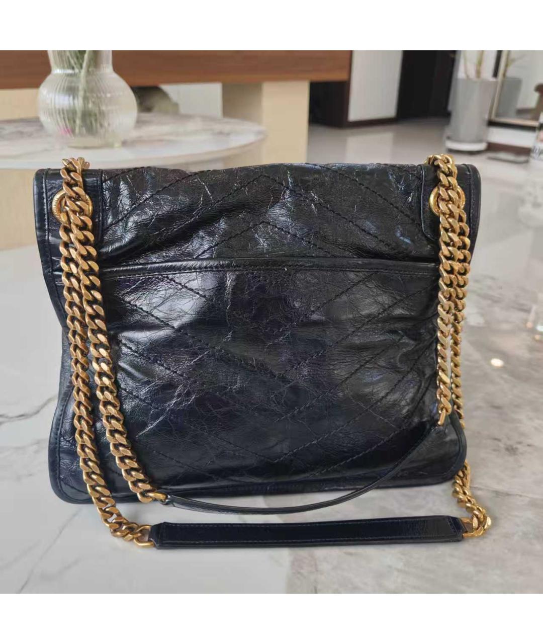 SAINT LAURENT Черная кожаная сумка через плечо, фото 3