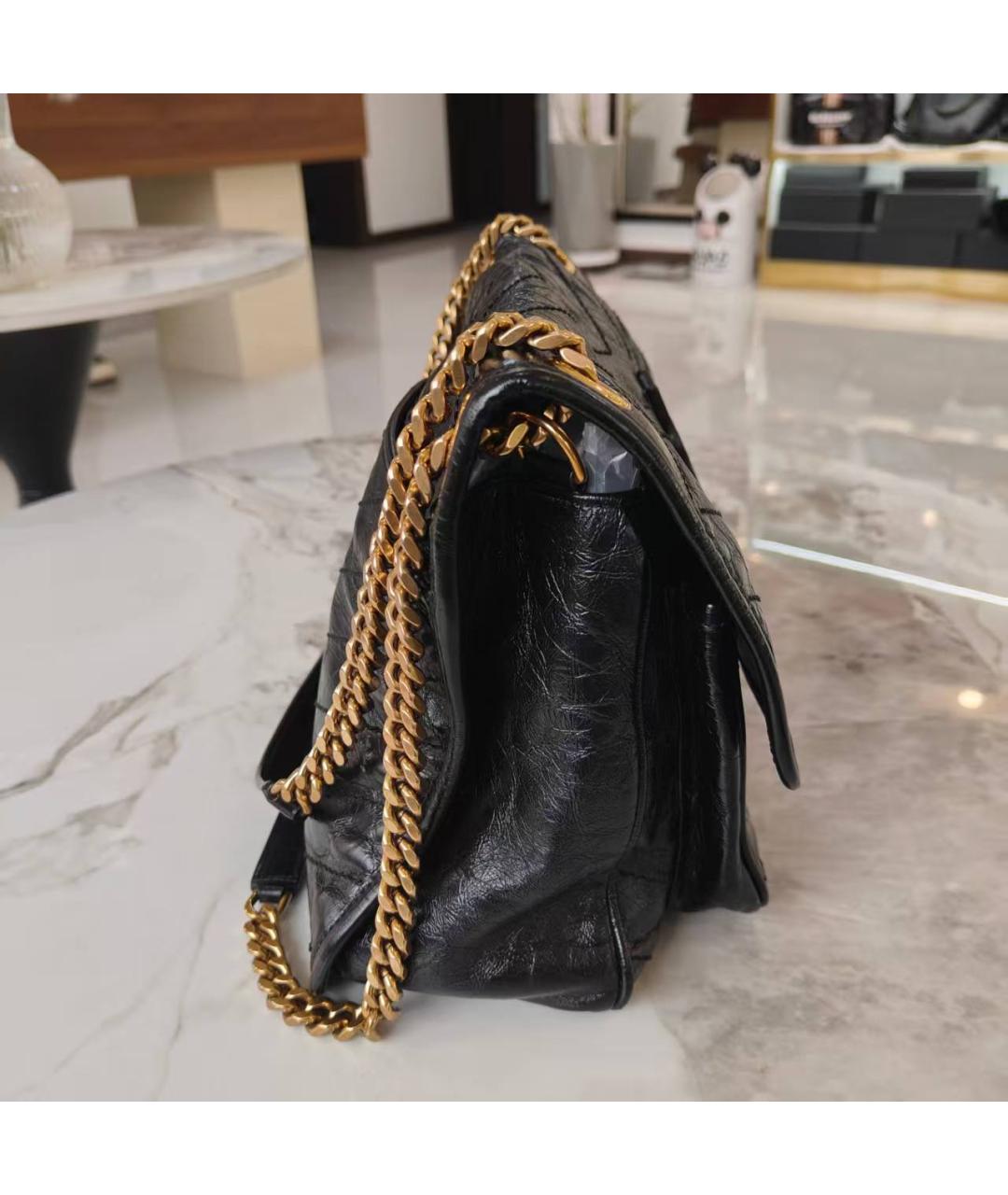 SAINT LAURENT Черная кожаная сумка через плечо, фото 5