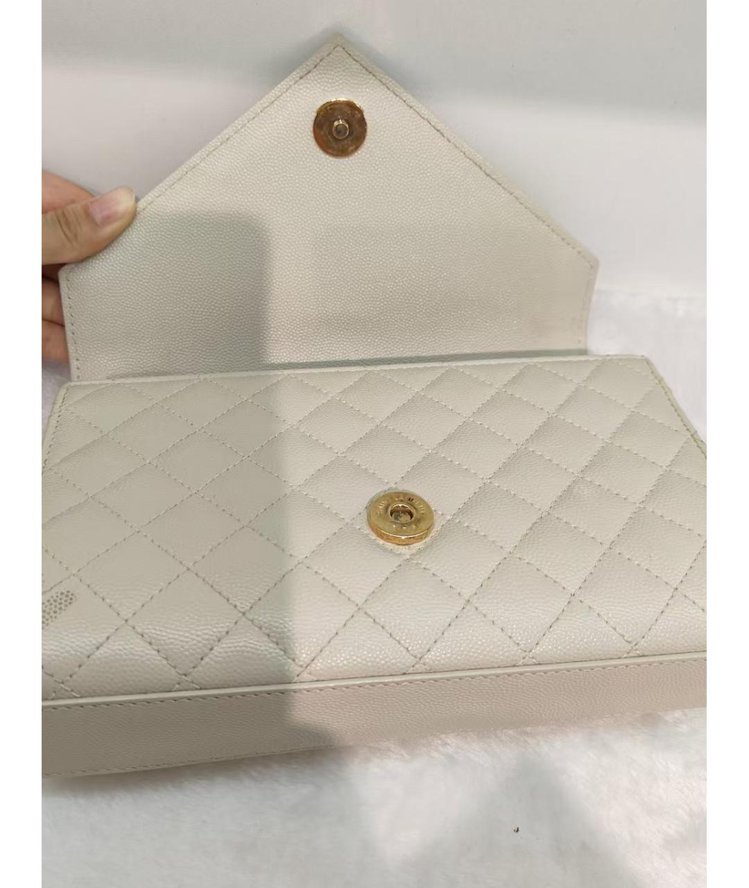 SAINT LAURENT Белая кожаная сумка через плечо, фото 6