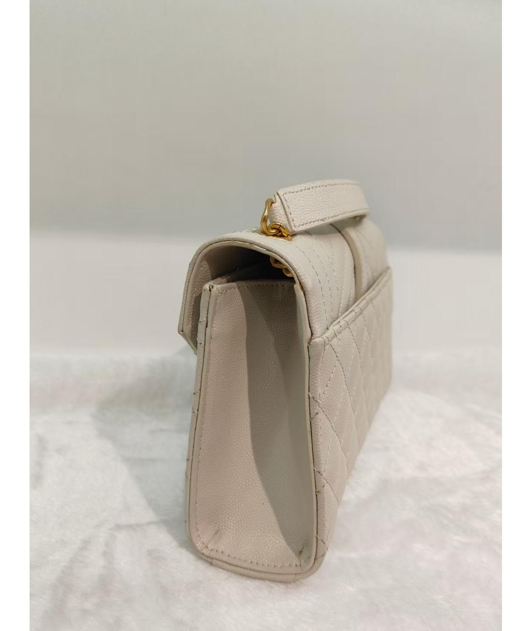 SAINT LAURENT Белая кожаная сумка через плечо, фото 4