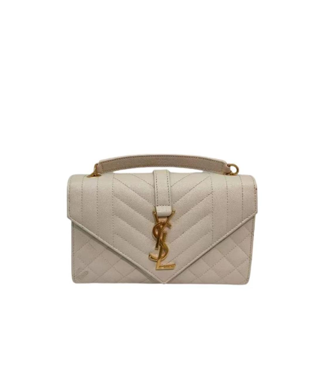 SAINT LAURENT Белая кожаная сумка через плечо, фото 7