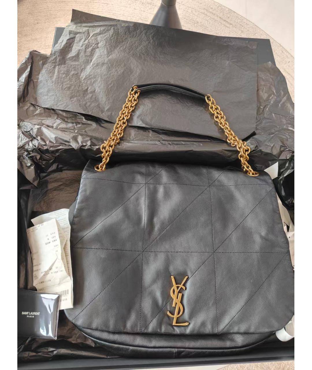 SAINT LAURENT Черная кожаная сумка через плечо, фото 5