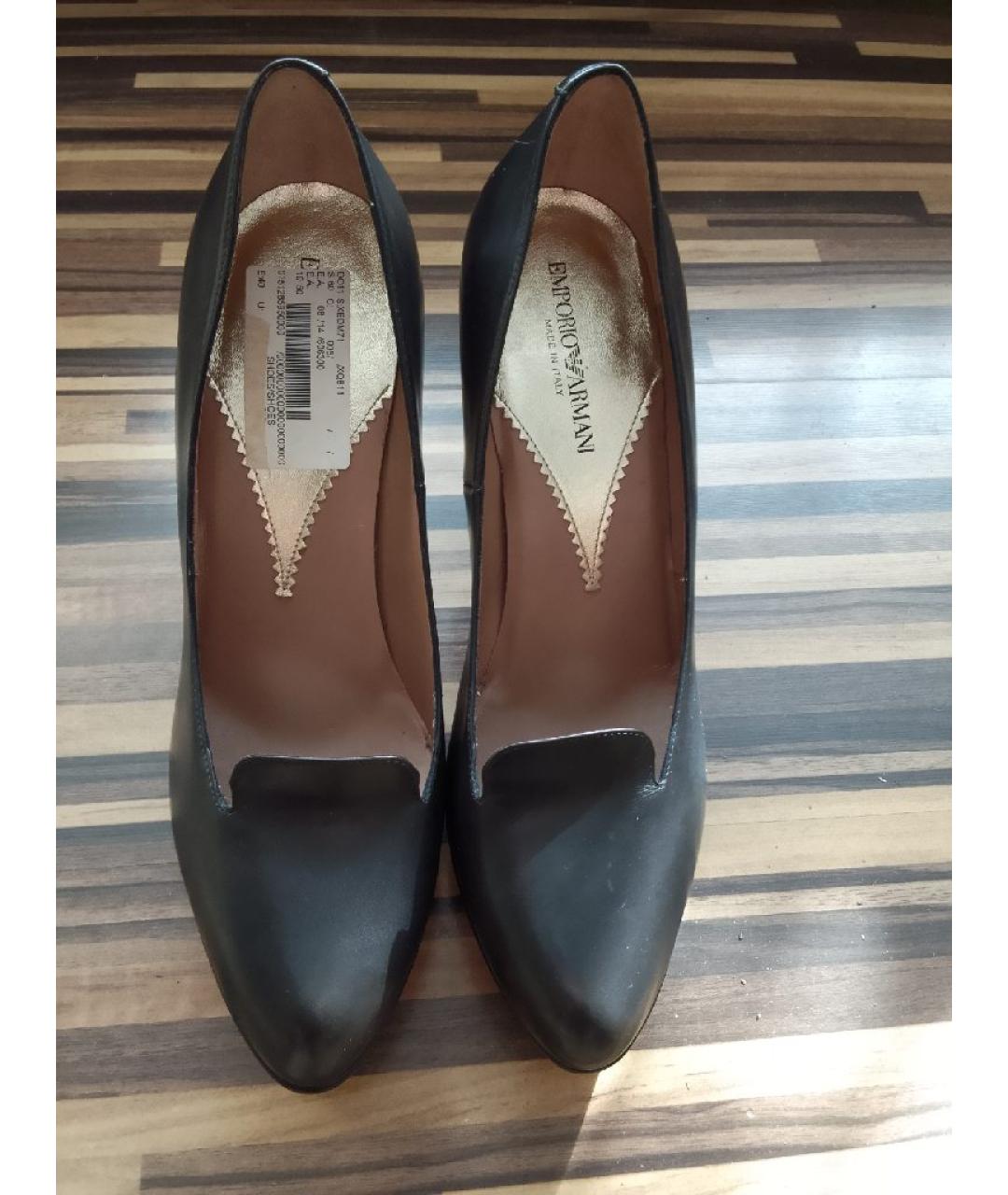 EMPORIO ARMANI Черные кожаные туфли, фото 2