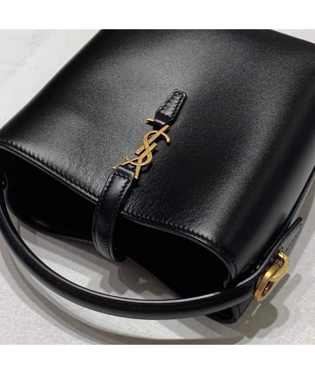 SAINT LAURENT Черная кожаная сумка через плечо, фото 5