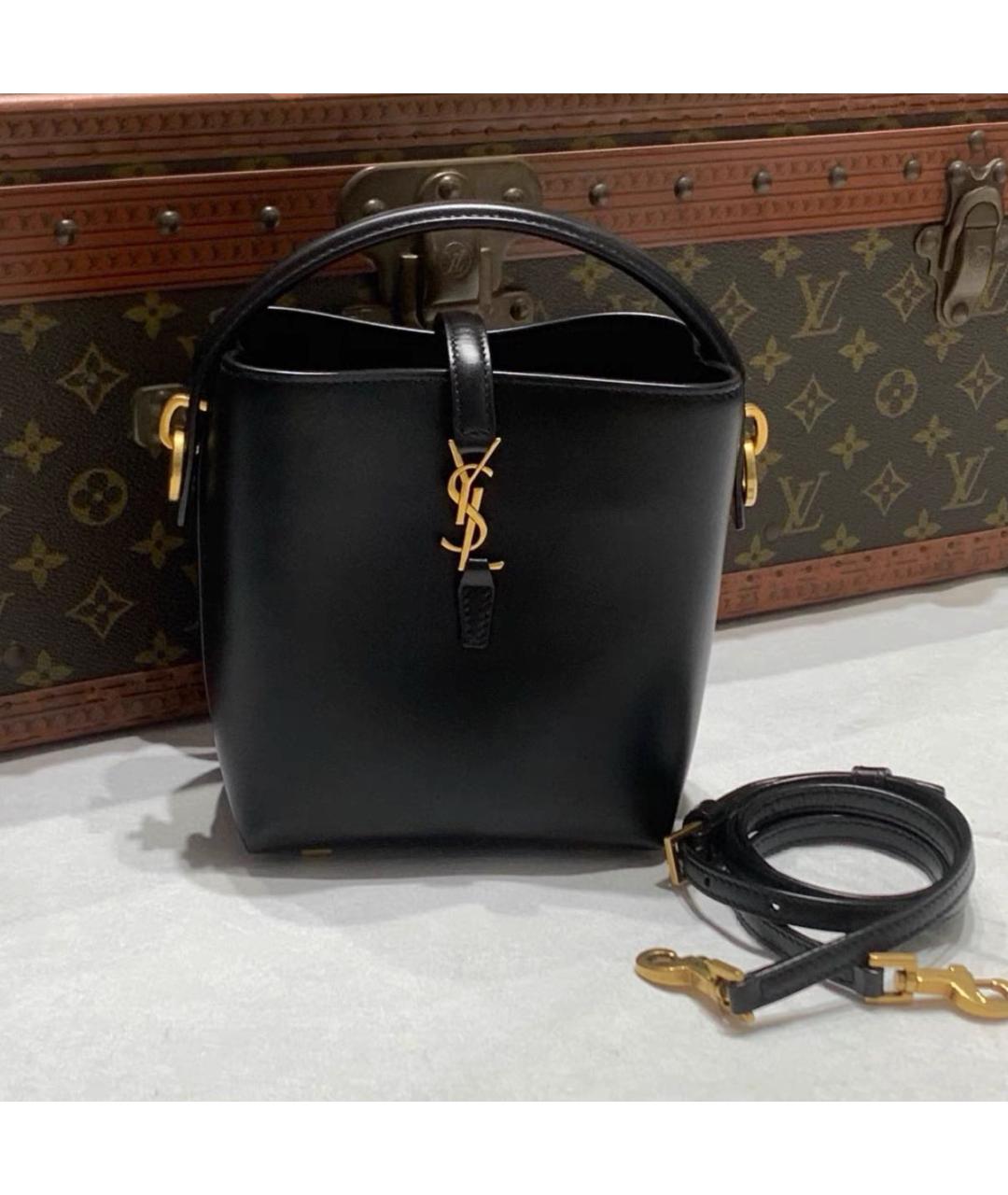 SAINT LAURENT Черная кожаная сумка через плечо, фото 3