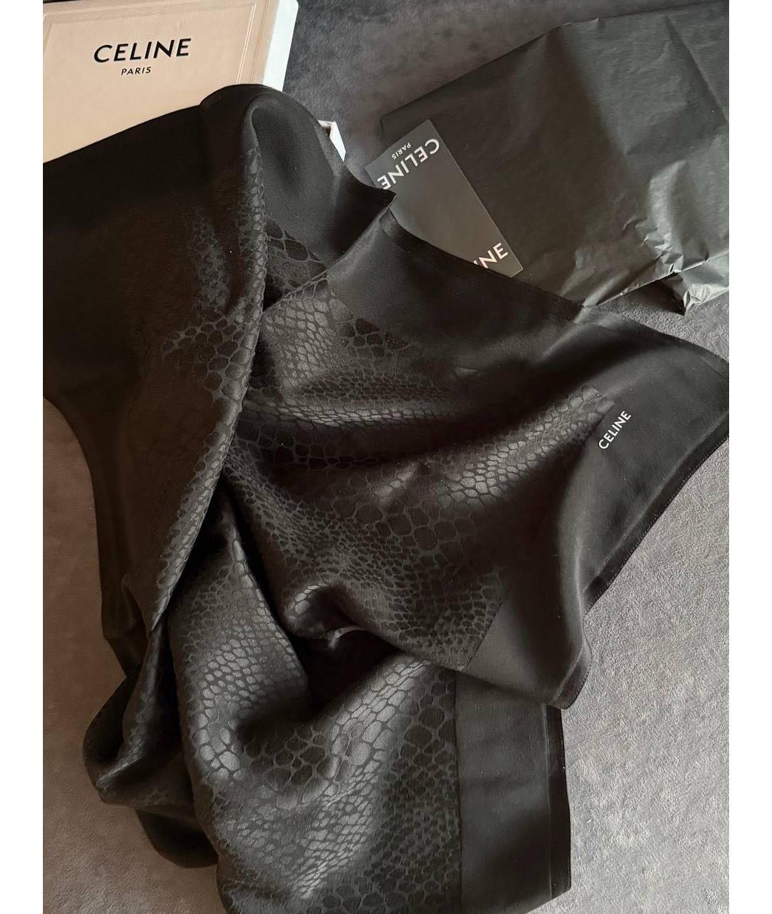 CELINE Черный шелковый платок, фото 2