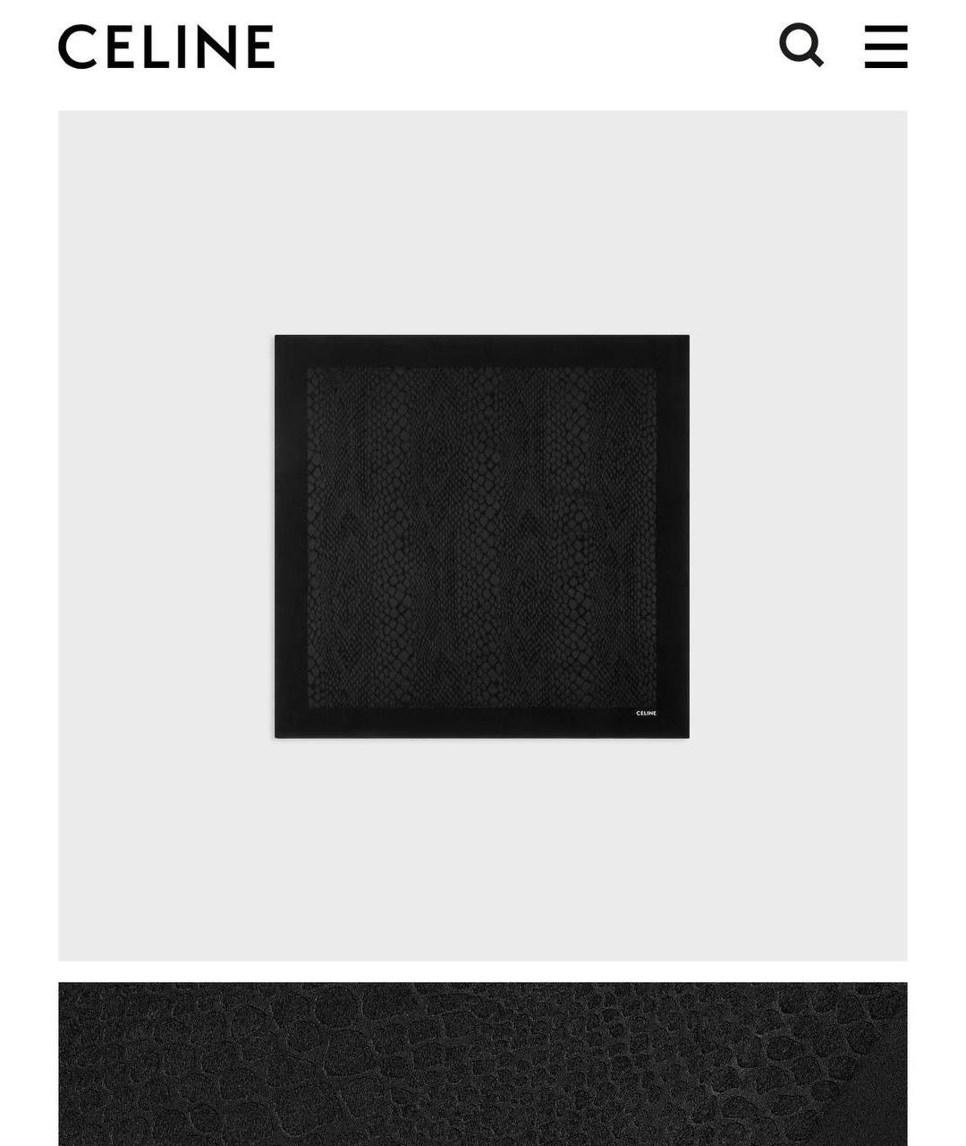 CELINE Черный шелковый платок, фото 6