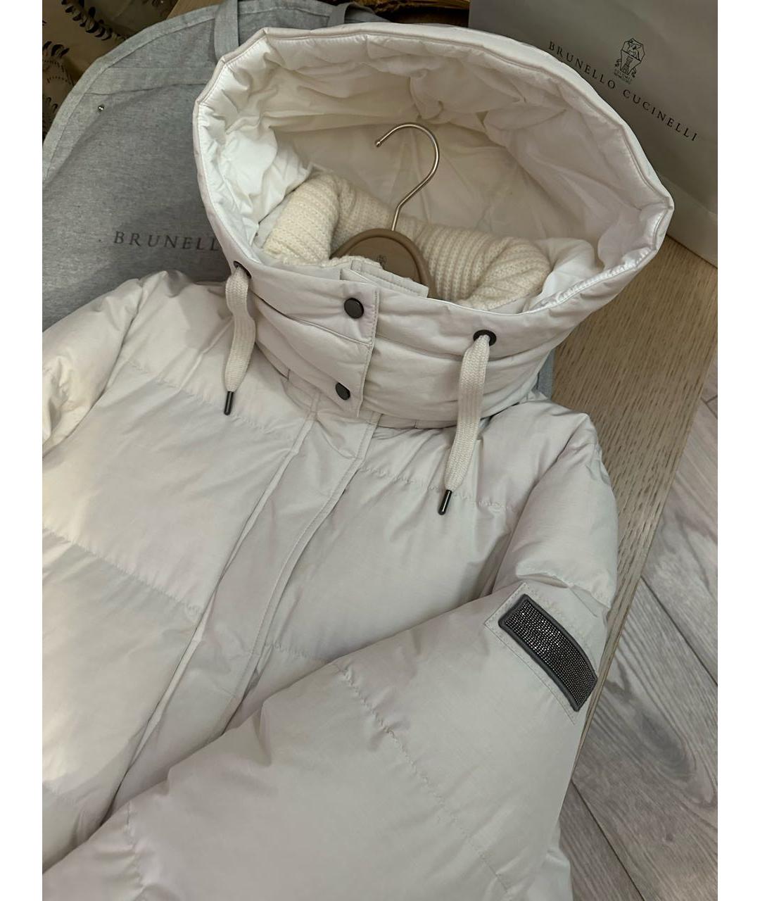 BRUNELLO CUCINELLI Белый полиэстеровый пуховик, фото 4
