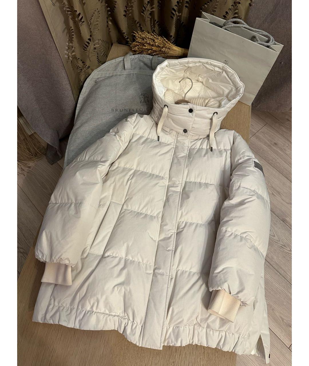 BRUNELLO CUCINELLI Белый полиэстеровый пуховик, фото 5