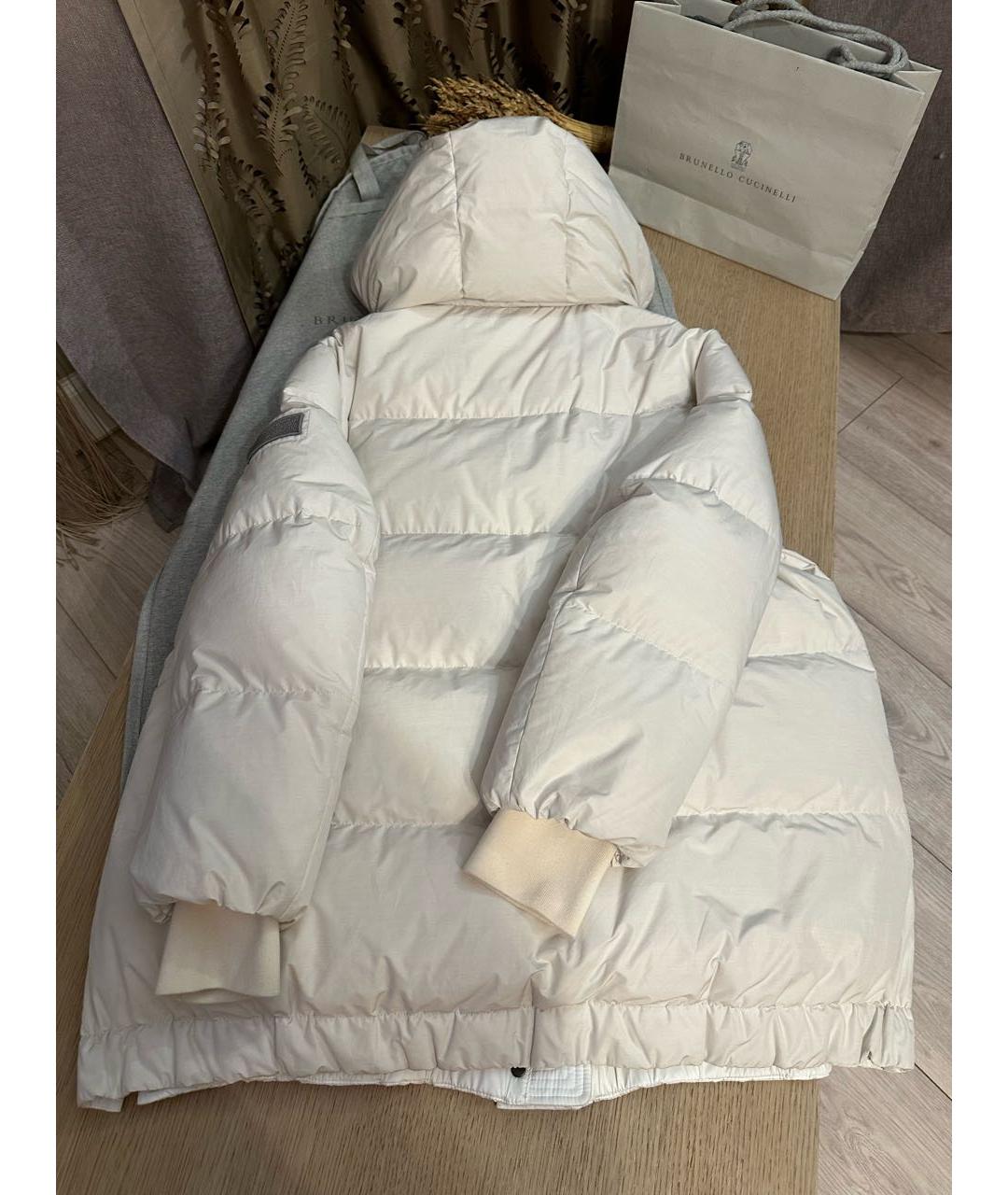 BRUNELLO CUCINELLI Белый полиэстеровый пуховик, фото 2