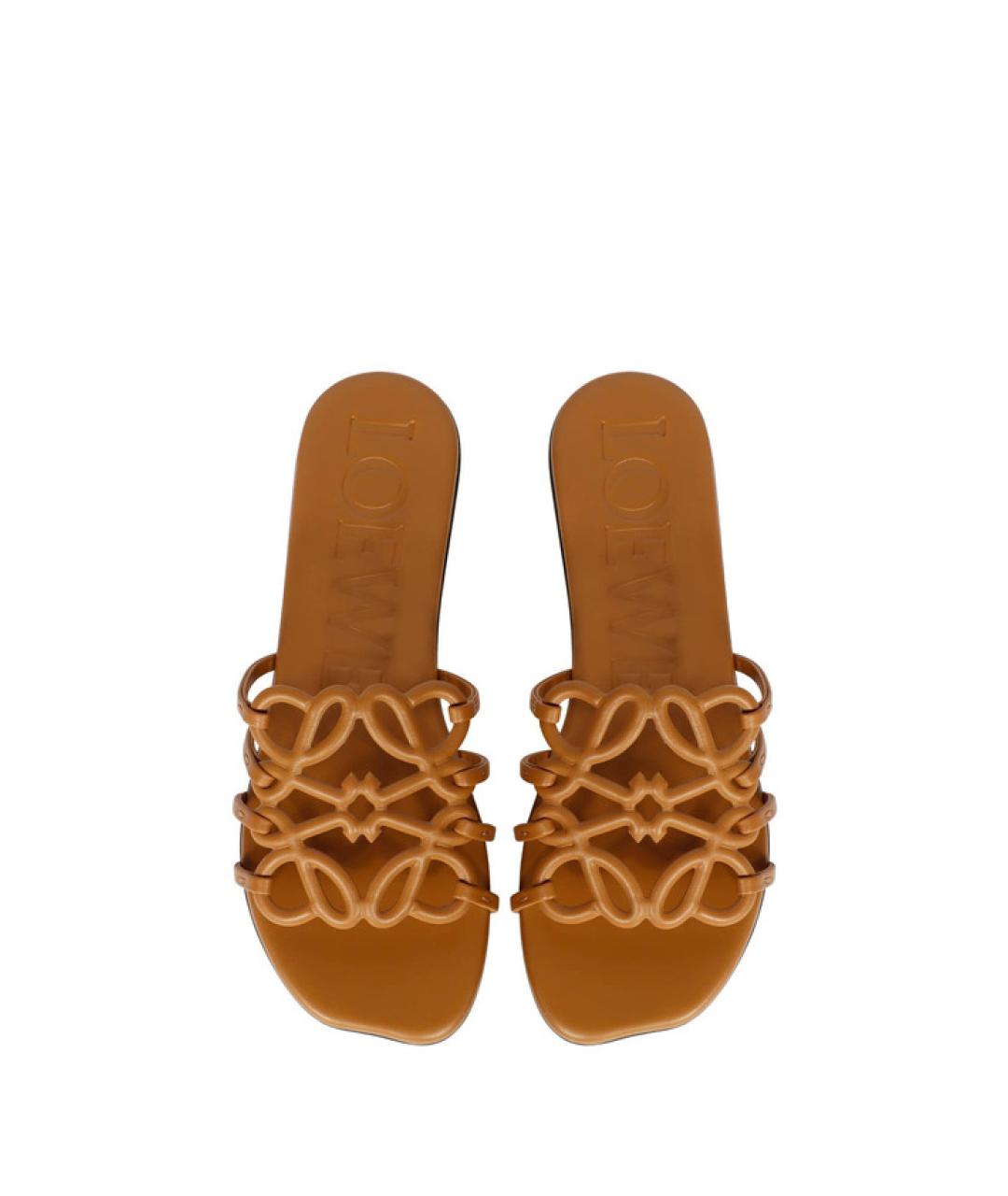 LOEWE Бежевые кожаные шлепанцы, фото 4