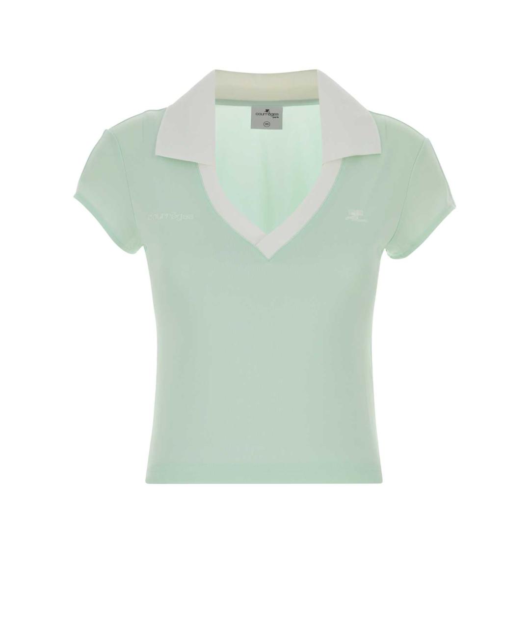 COURREGES Зеленая полиэстеровая футболка, фото 1