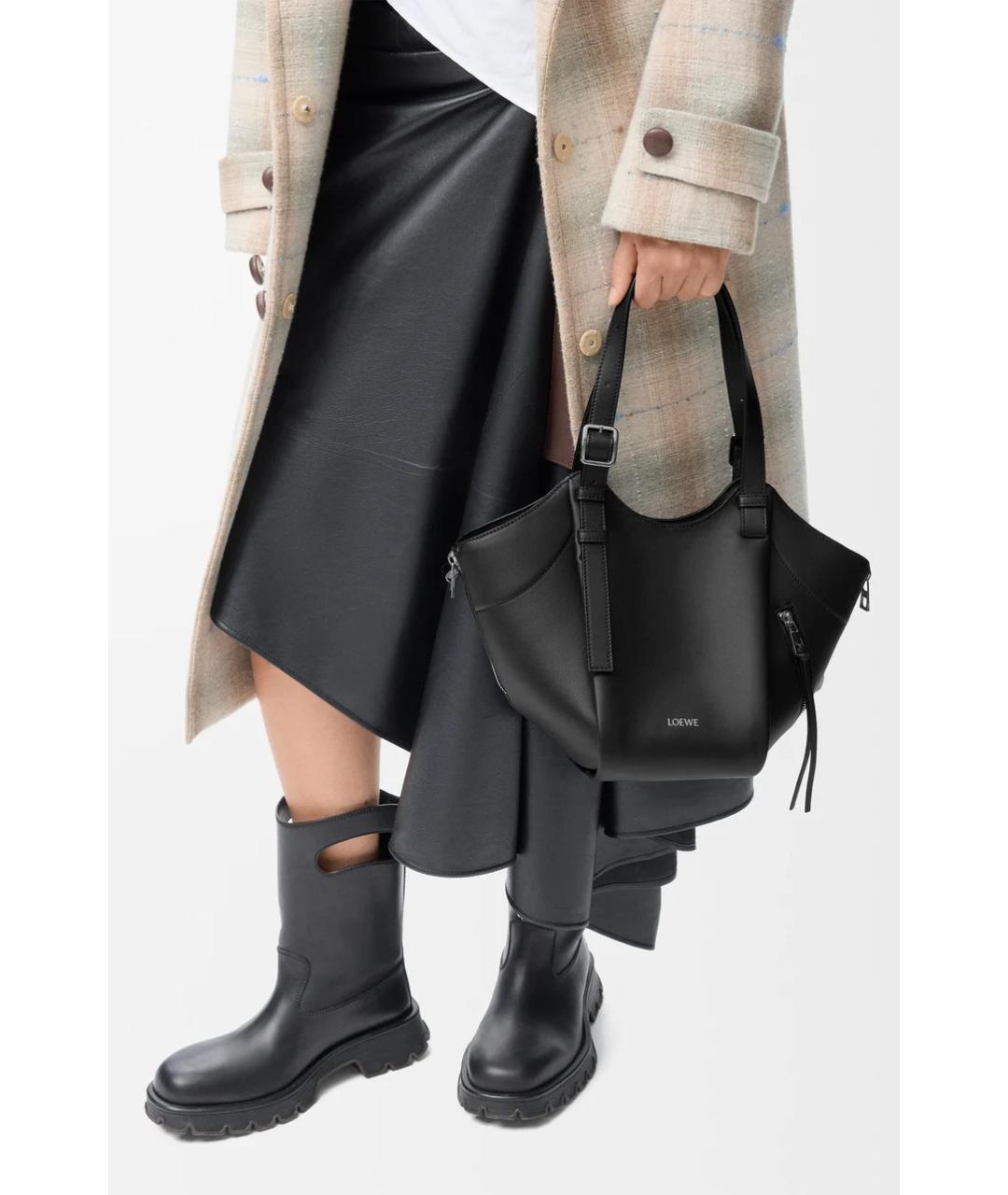 LOEWE Черная кожаная сумка тоут, фото 2