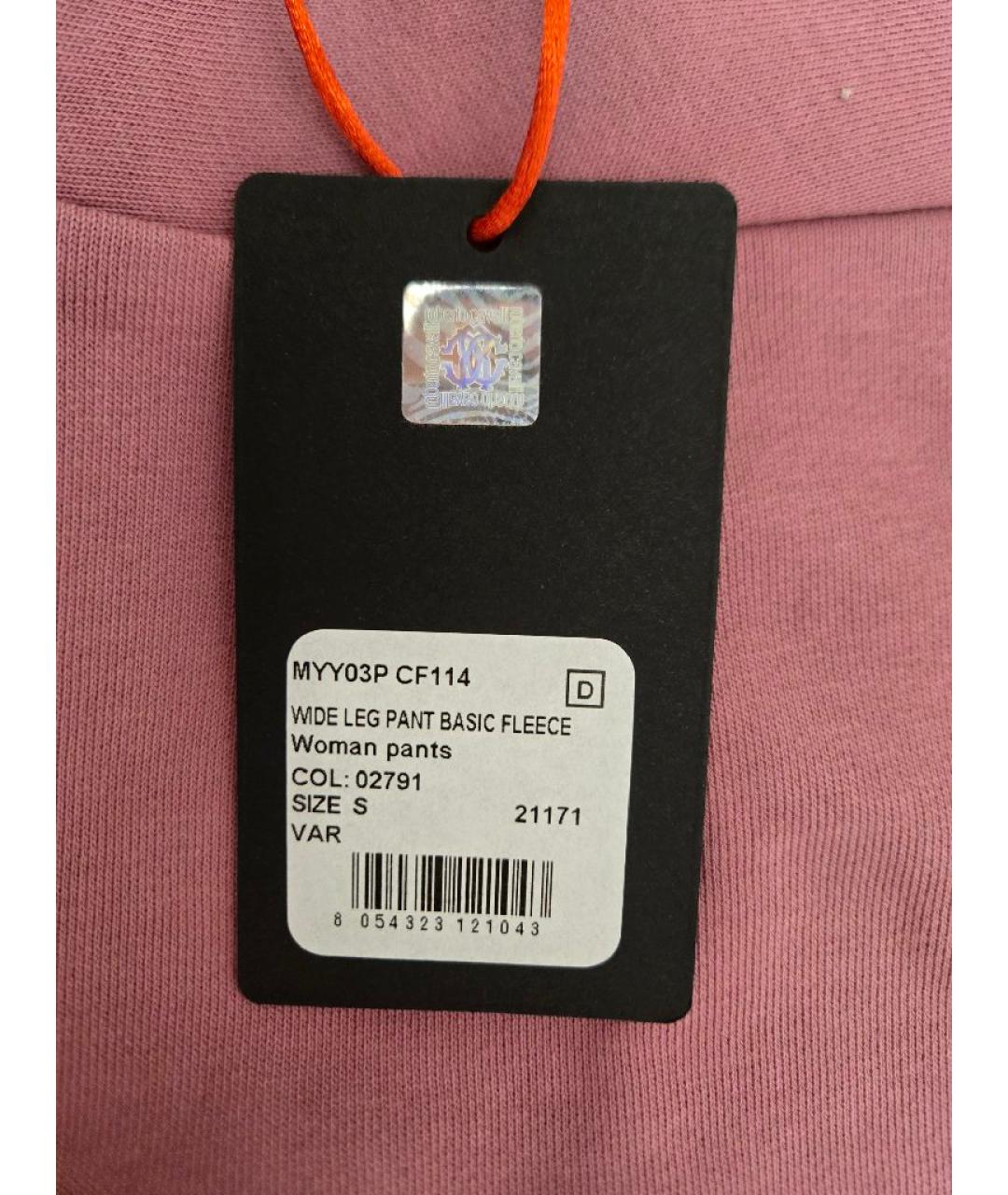 ROBERTO CAVALLI Розовые хлопковые прямые брюки, фото 5