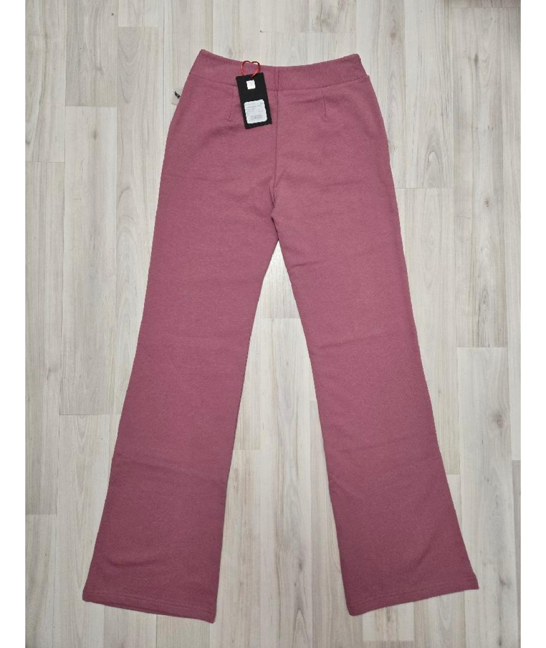 ROBERTO CAVALLI Розовые хлопковые прямые брюки, фото 2