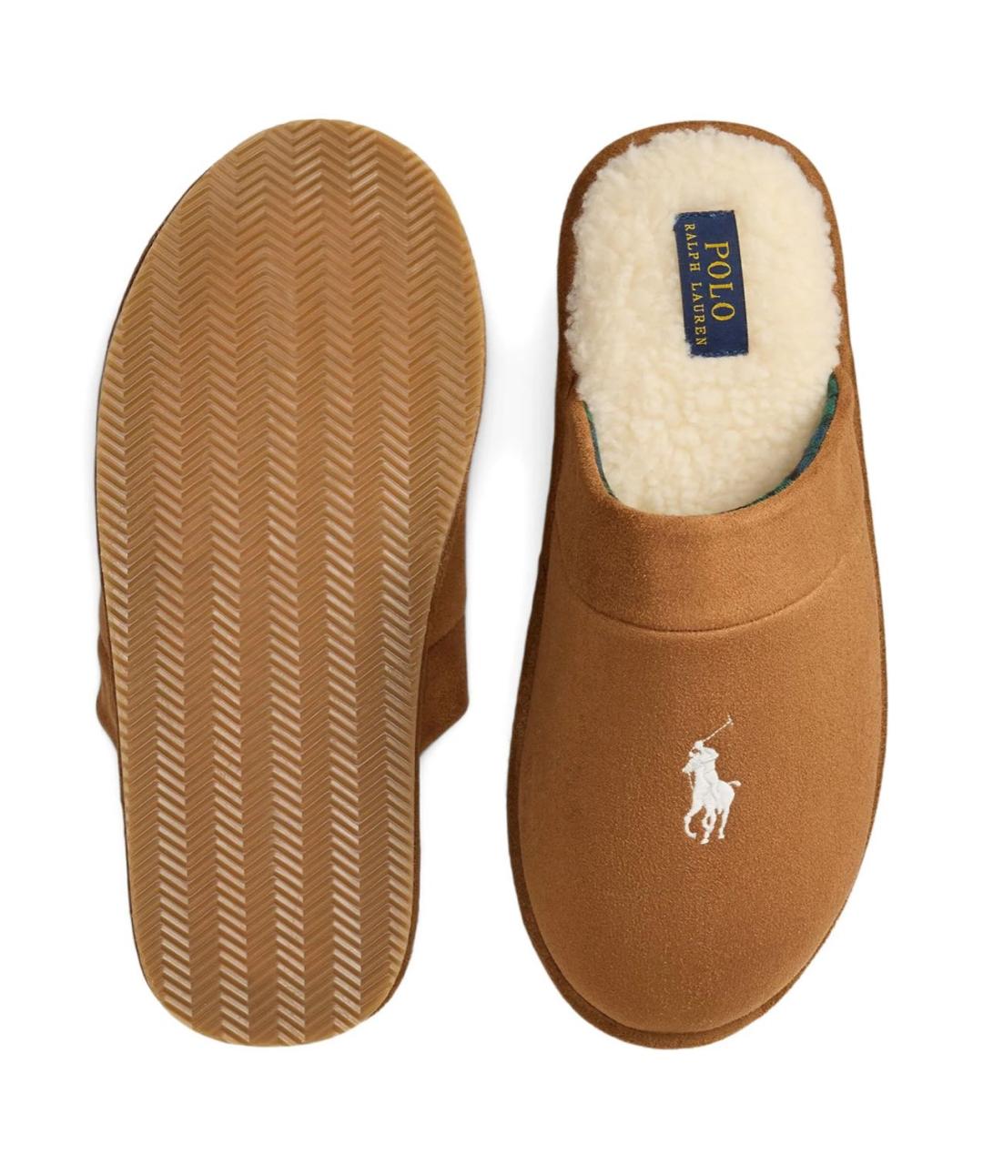 POLO RALPH LAUREN Коричневые текстильные шлепанцы, фото 2