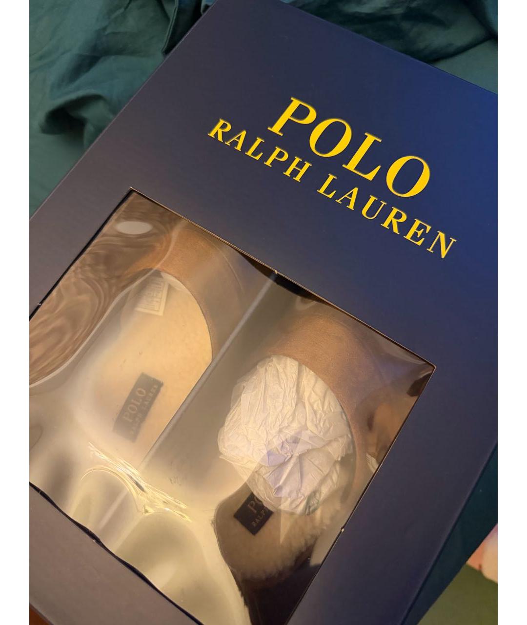 POLO RALPH LAUREN Коричневые текстильные шлепанцы, фото 5