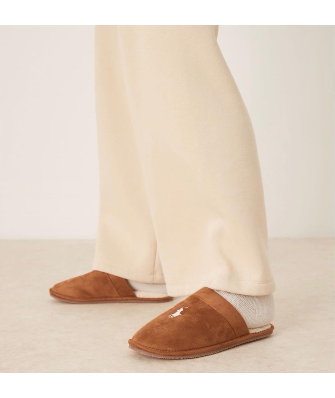 POLO RALPH LAUREN Коричневые текстильные шлепанцы, фото 8