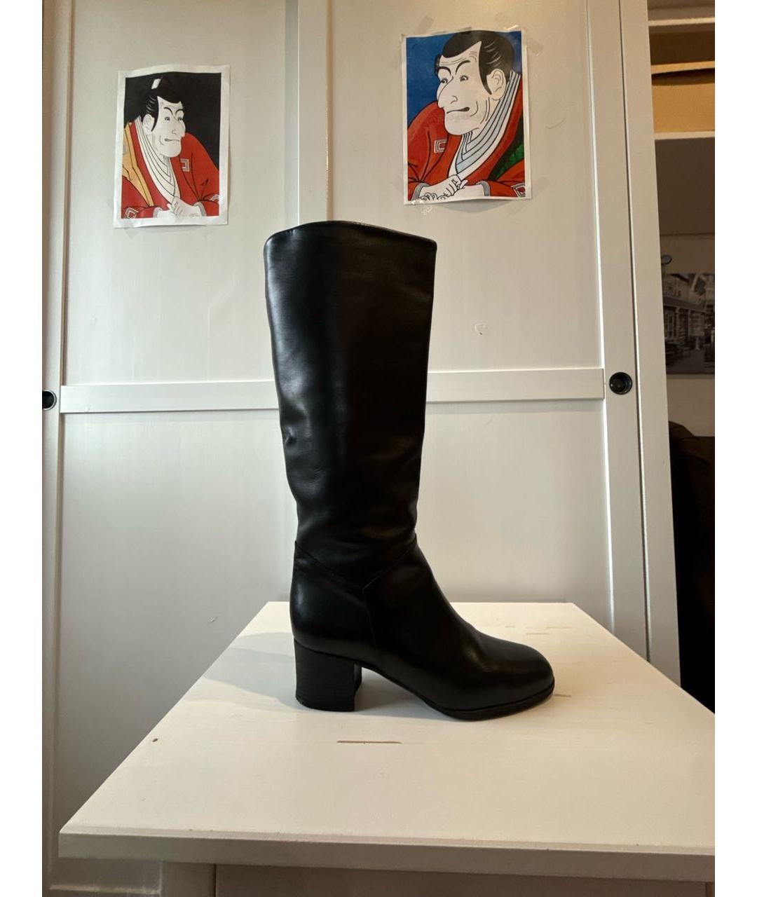 CHANEL Черные кожаные сапоги, фото 6