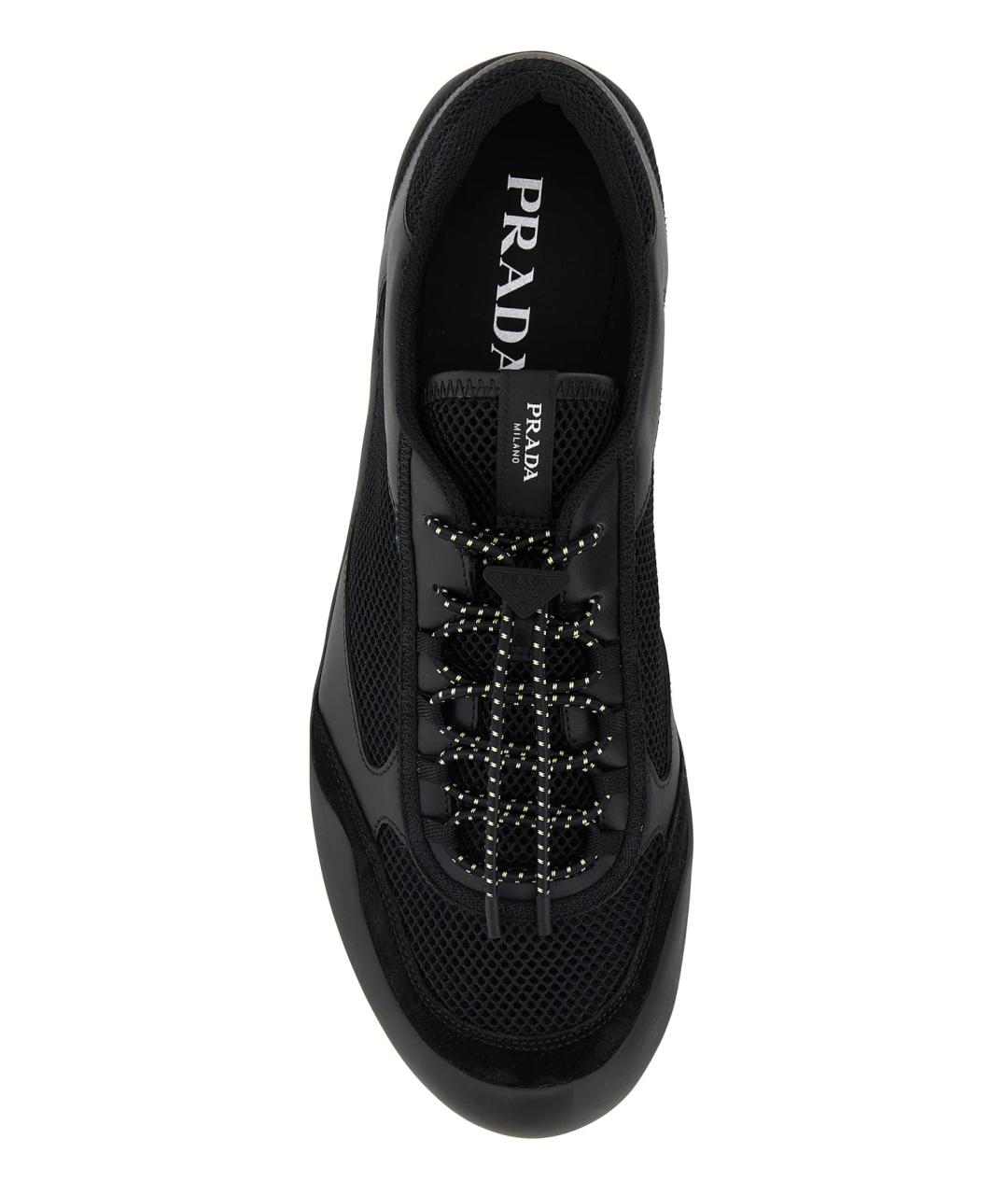 PRADA Черные кожаные низкие кроссовки / кеды, фото 4