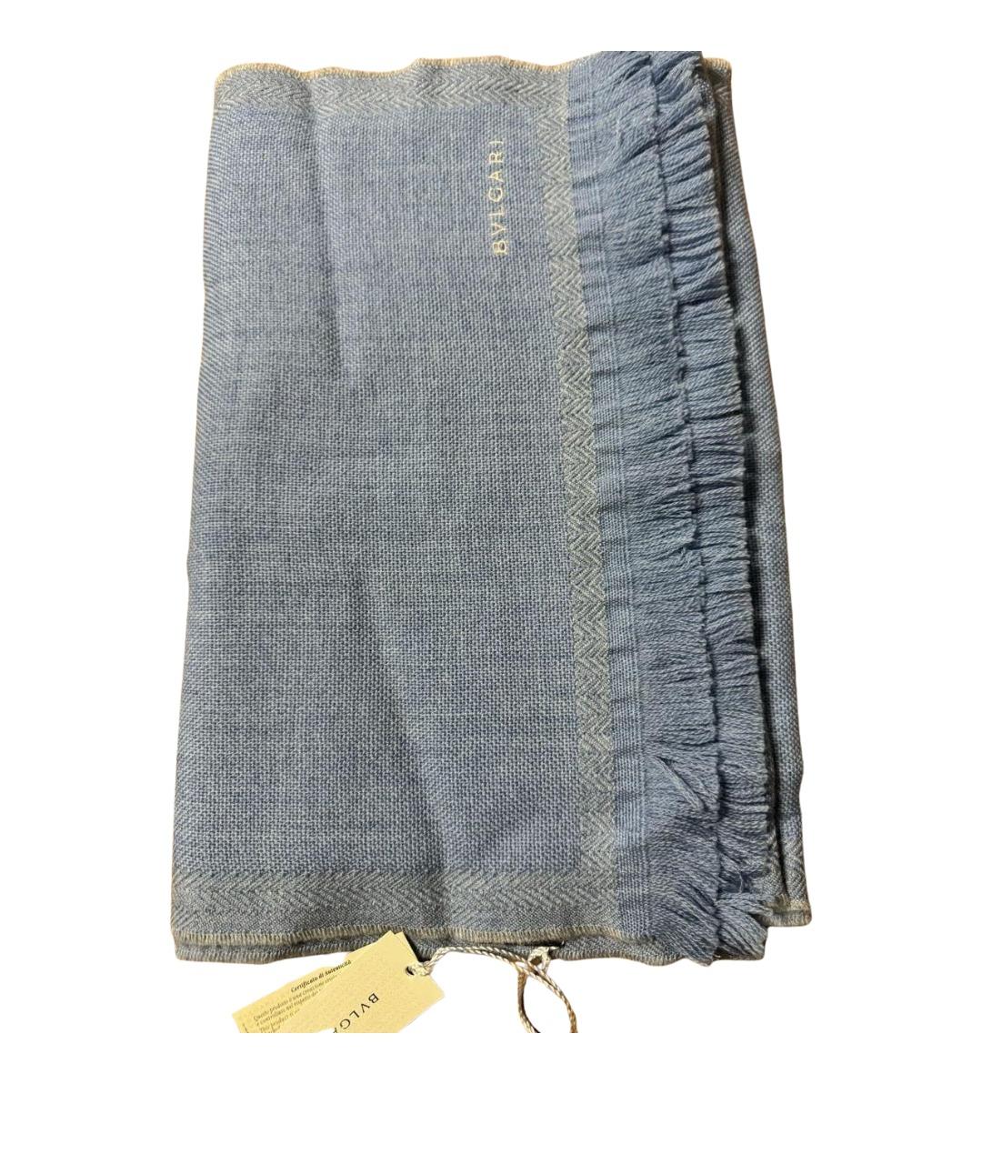 BVLGARI Голубой кашемировый шарф, фото 1