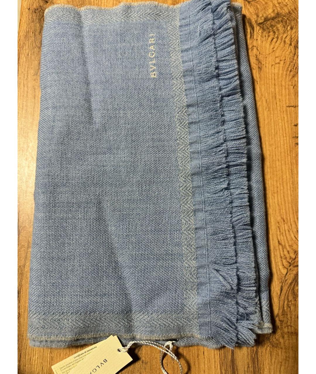 BVLGARI Голубой кашемировый шарф, фото 4
