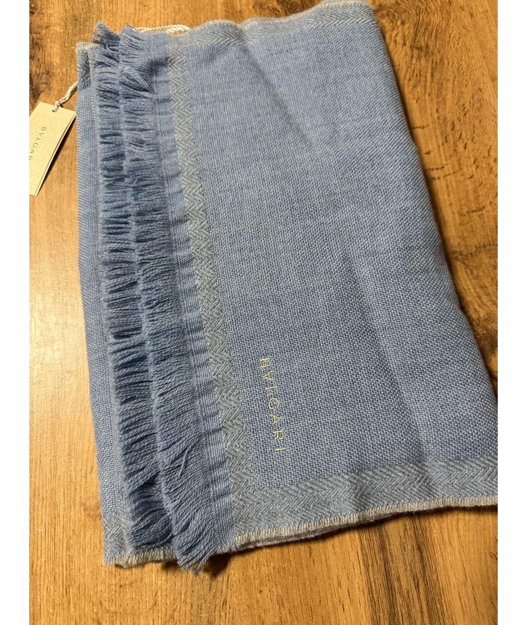 BVLGARI Голубой кашемировый шарф, фото 3
