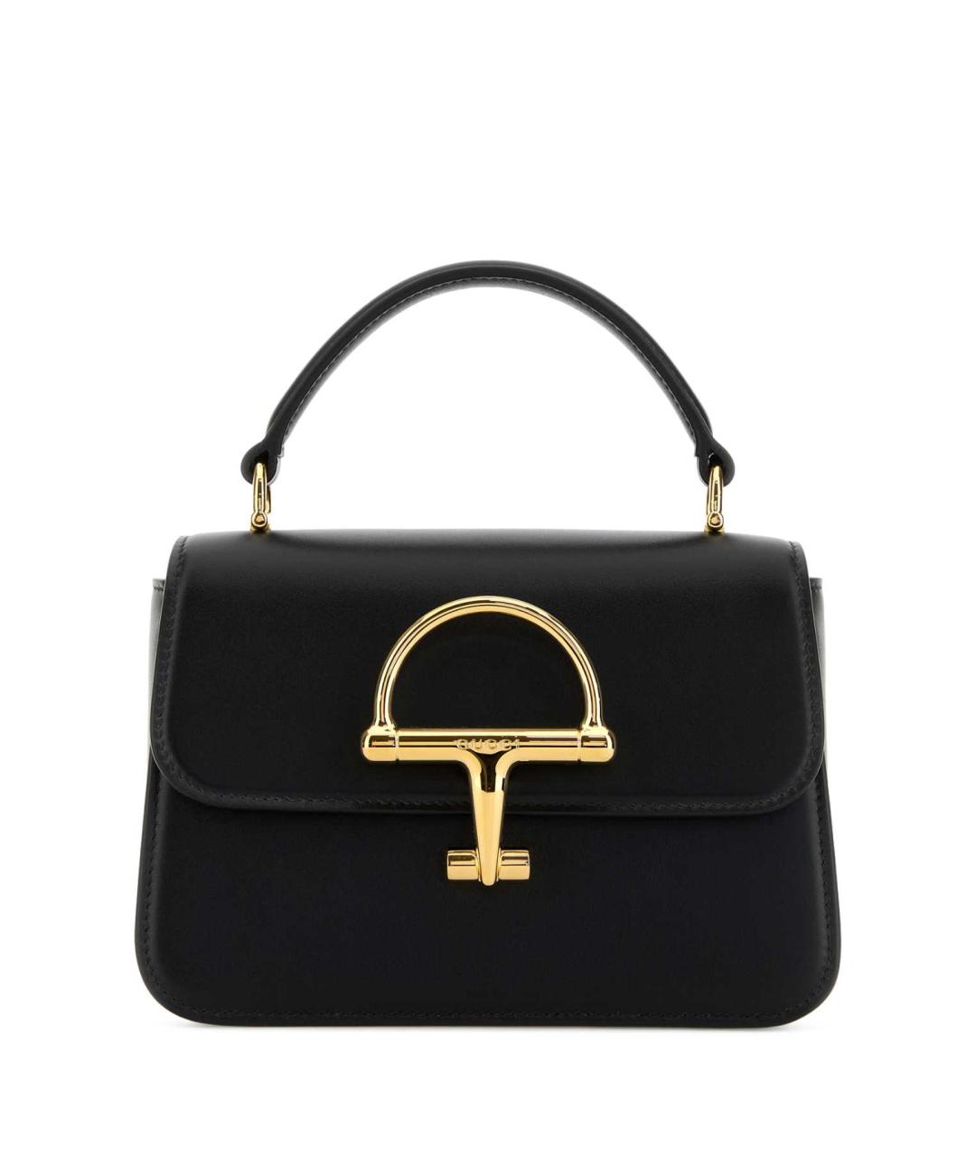 GUCCI Черная кожаная сумка с короткими ручками, фото 1